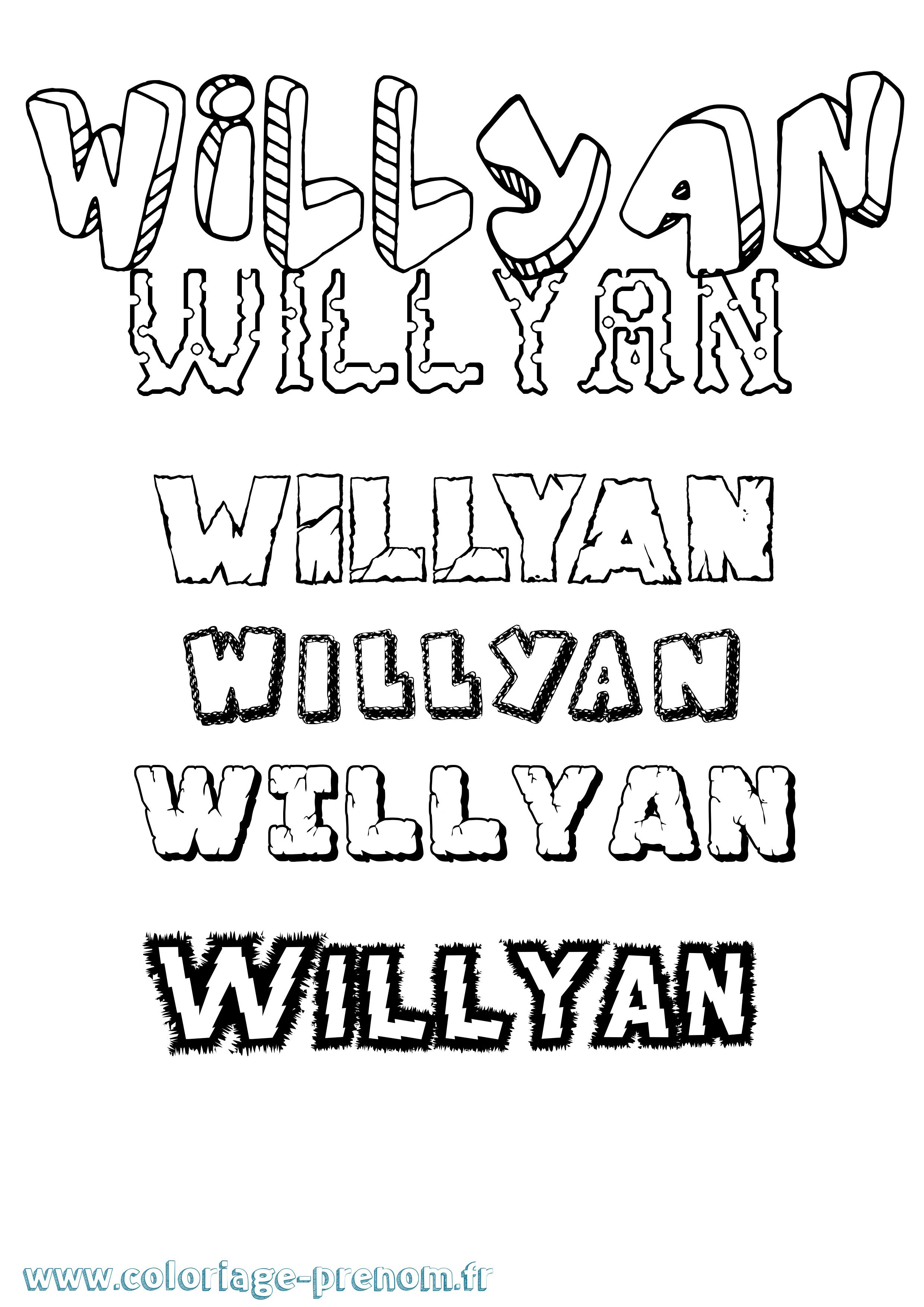 Coloriage Willyan Destructuré Coloriage prénom Willyan Destructuré
