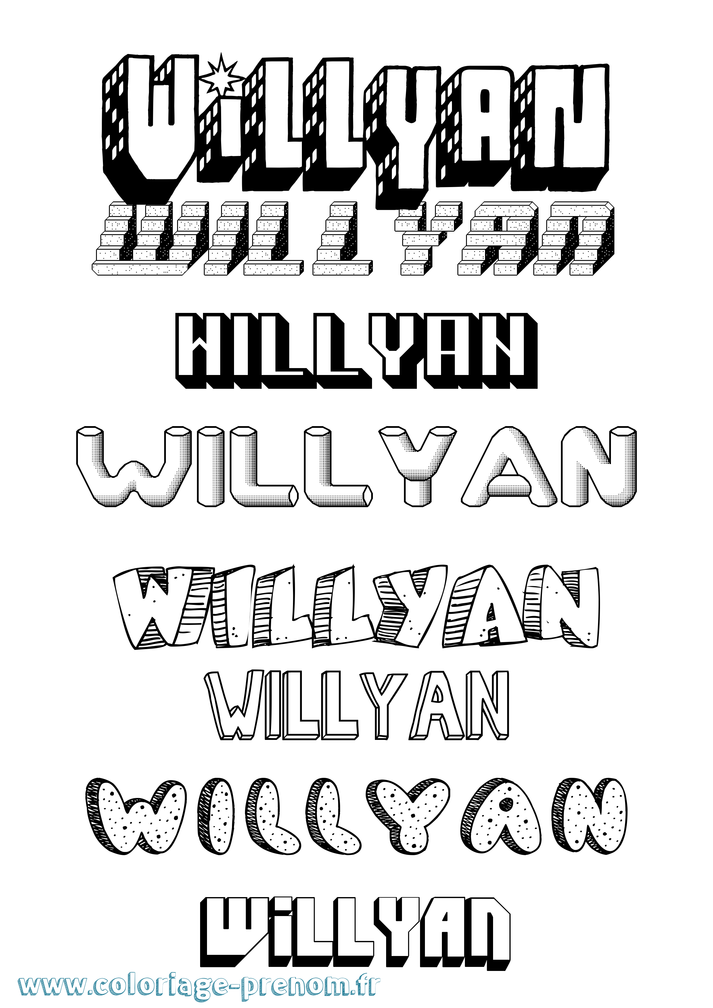 Coloriage Willyan Effet 3D Coloriage prénom Willyan Effet 3D