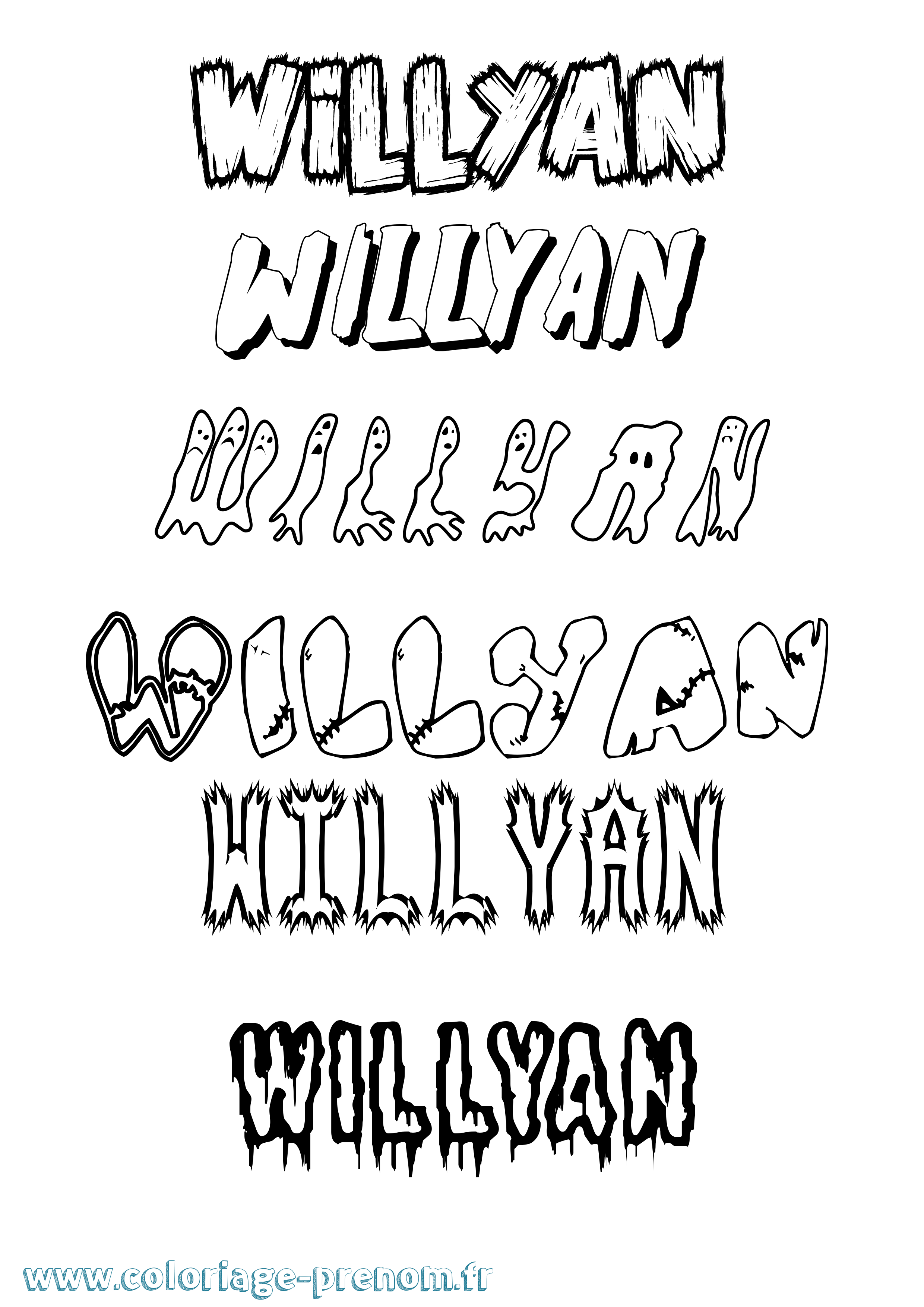Coloriage Willyan Frisson Coloriage prénom Willyan Frisson