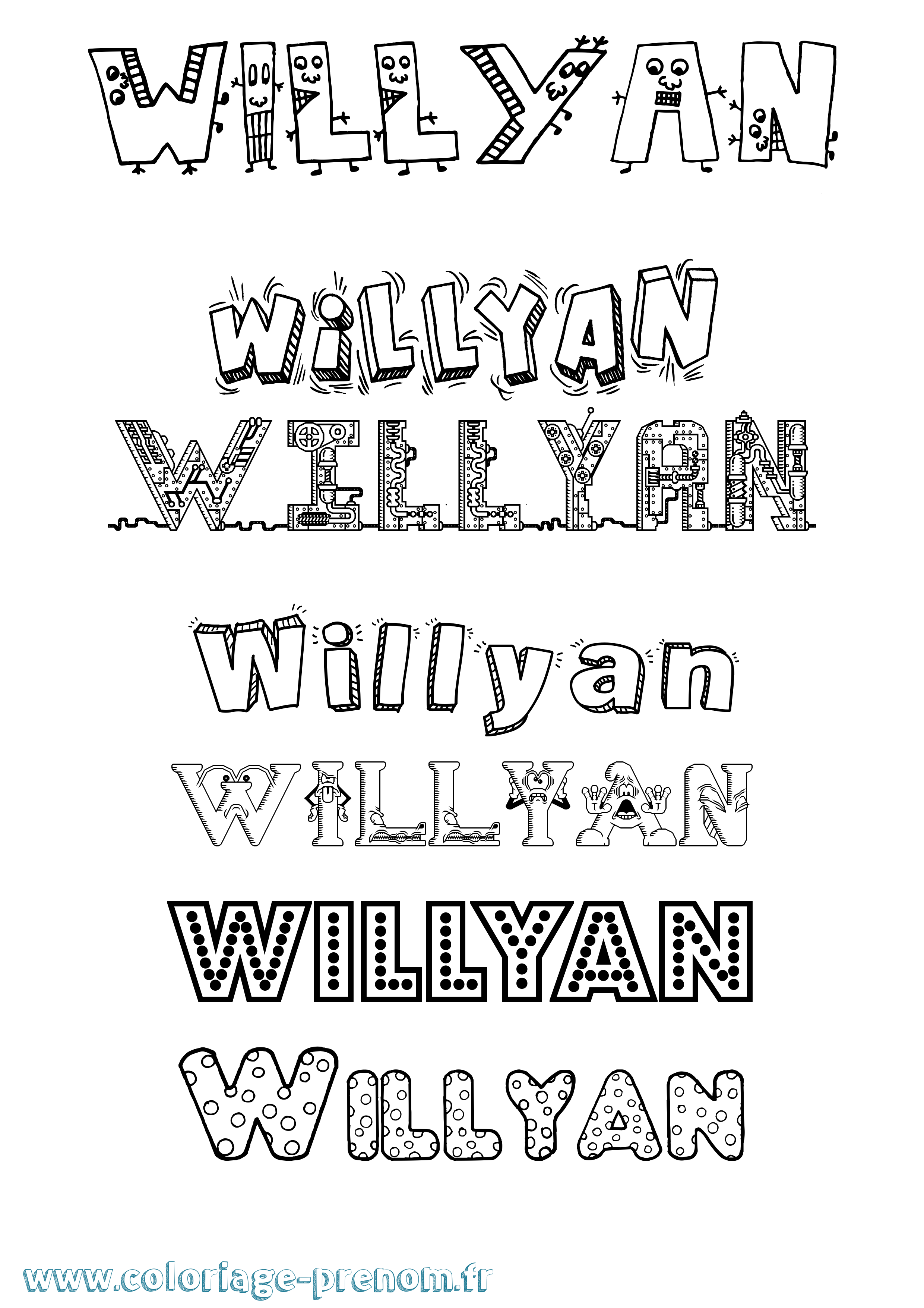 Coloriage Willyan Fun Coloriage prénom Willyan Fun