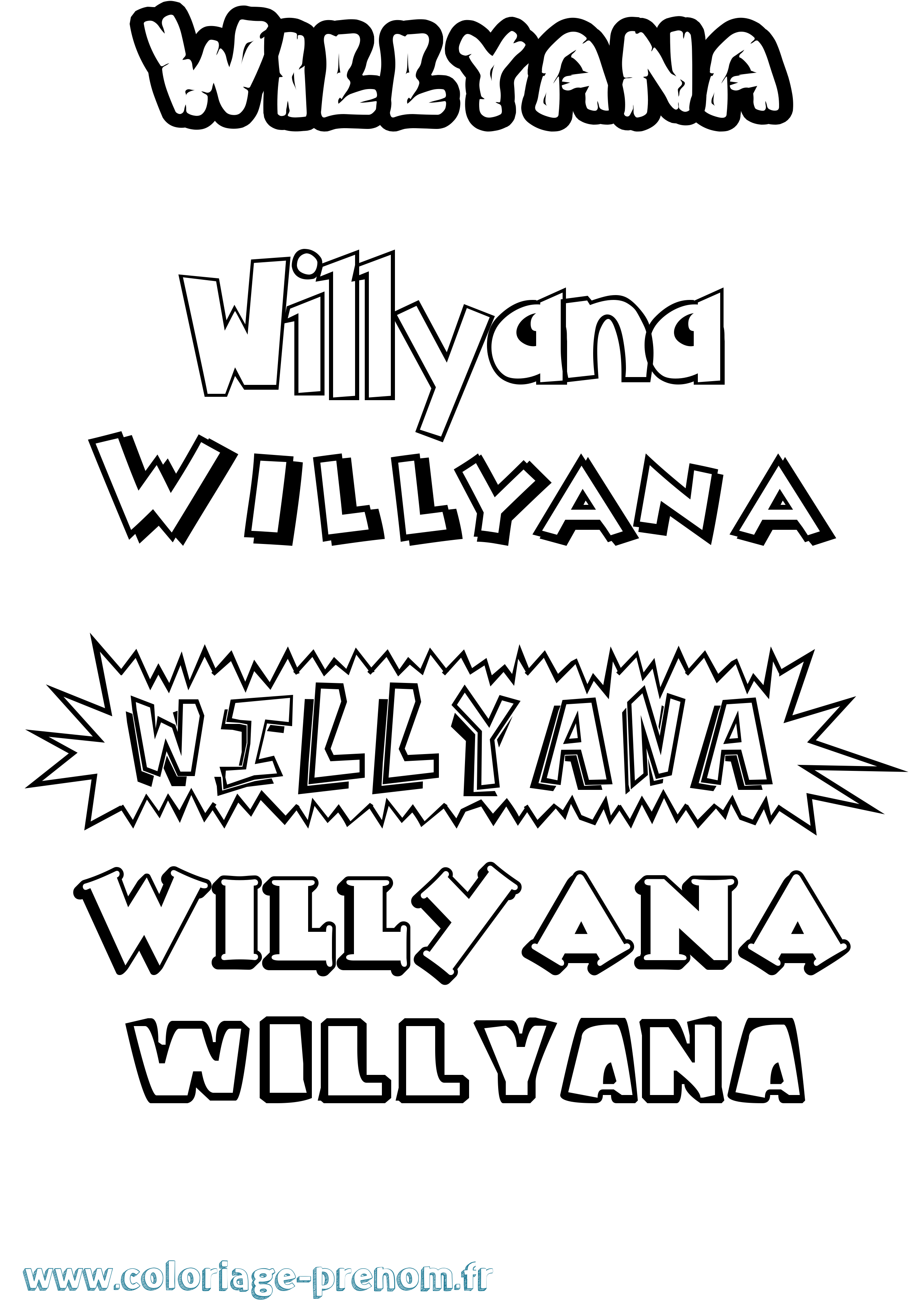 Coloriage Willyana Dessin Animé Coloriage prénom Willyana Dessin Animé