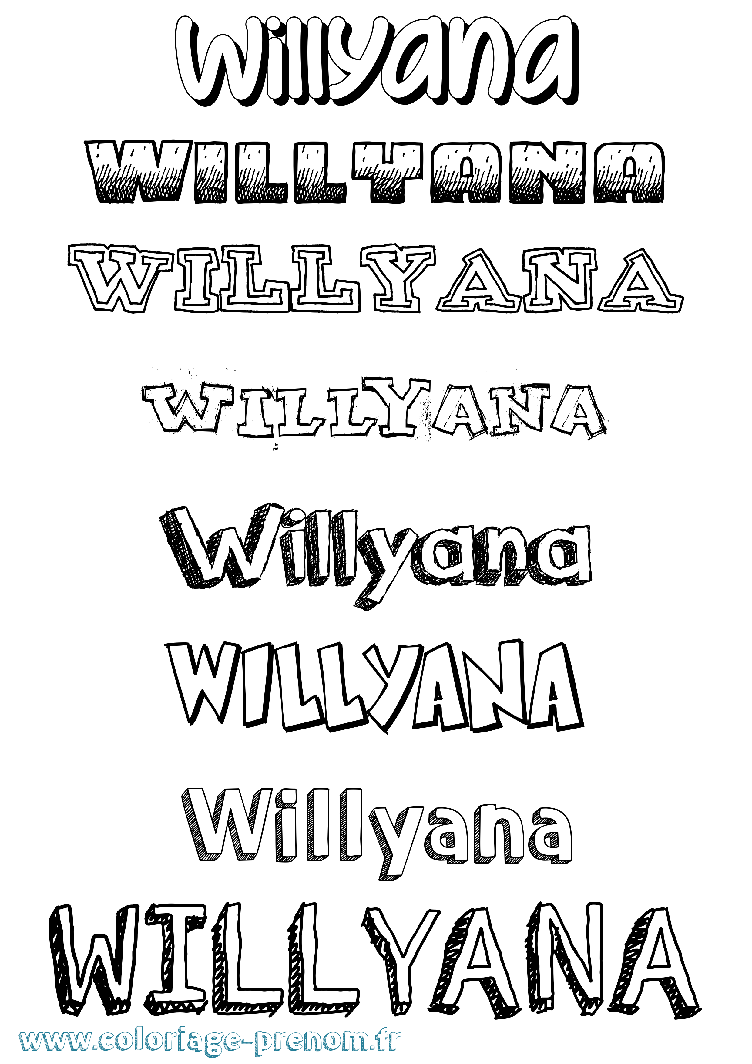 Coloriage Willyana Dessiné Coloriage prénom Willyana Dessiné