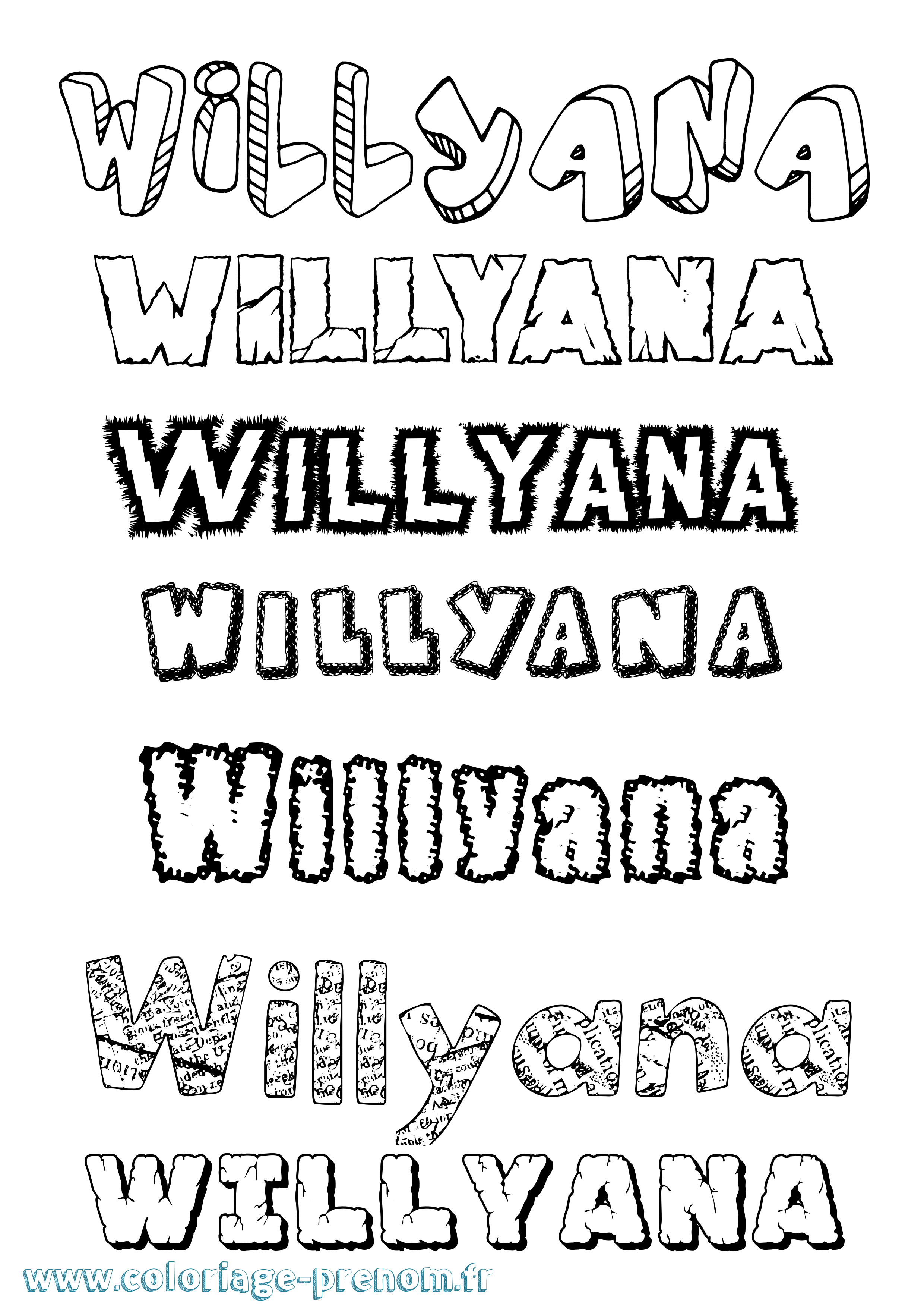Coloriage Willyana Destructuré Coloriage prénom Willyana Destructuré