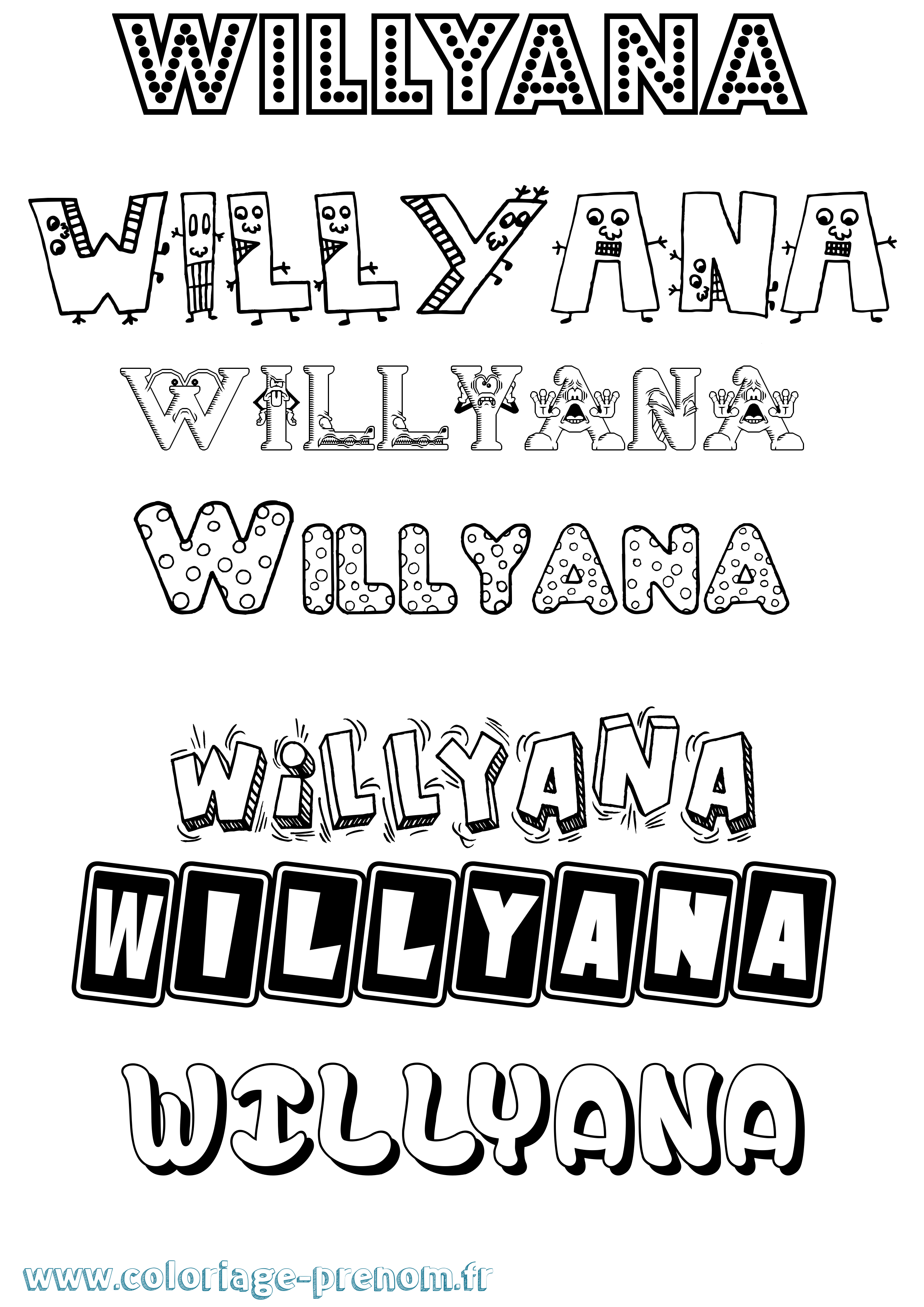 Coloriage Willyana Fun Coloriage prénom Willyana Fun