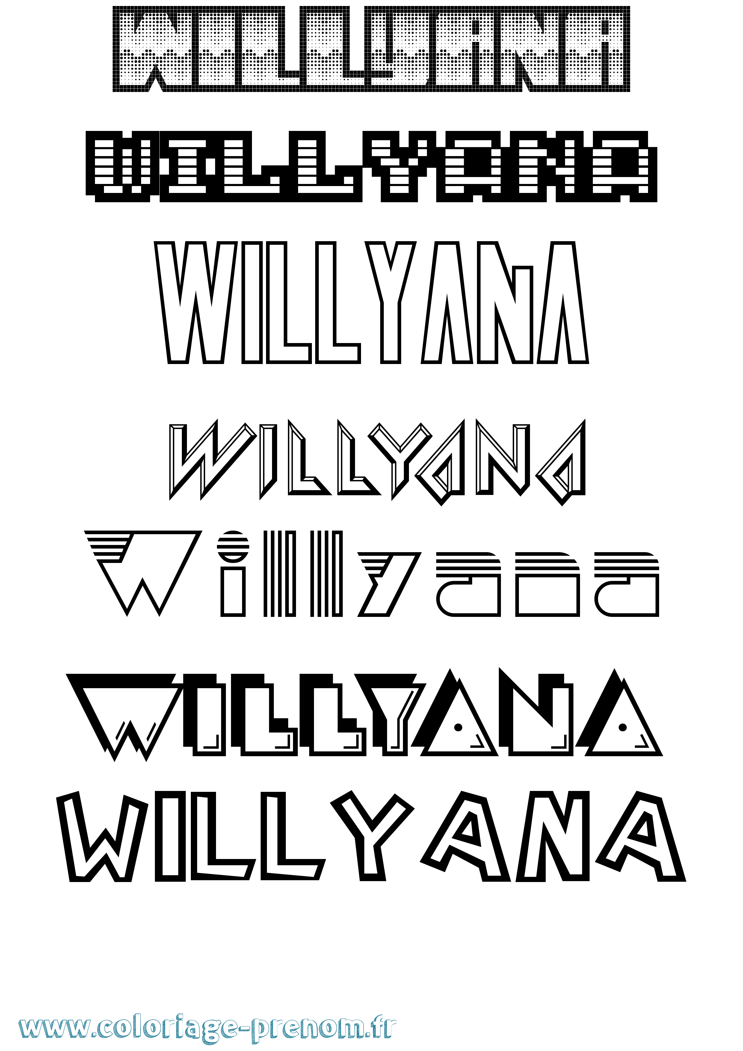 Coloriage Willyana Jeux Vidéos Coloriage prénom Willyana Jeux Vidéos