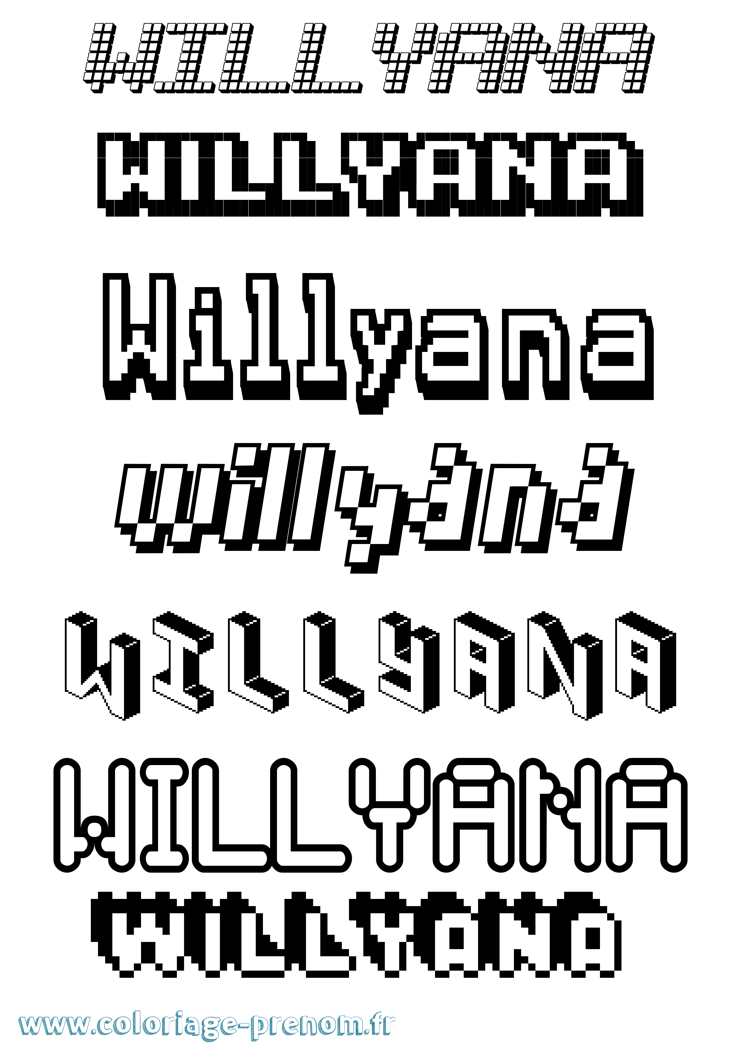 Coloriage Willyana Pixel Coloriage prénom Willyana Pixel