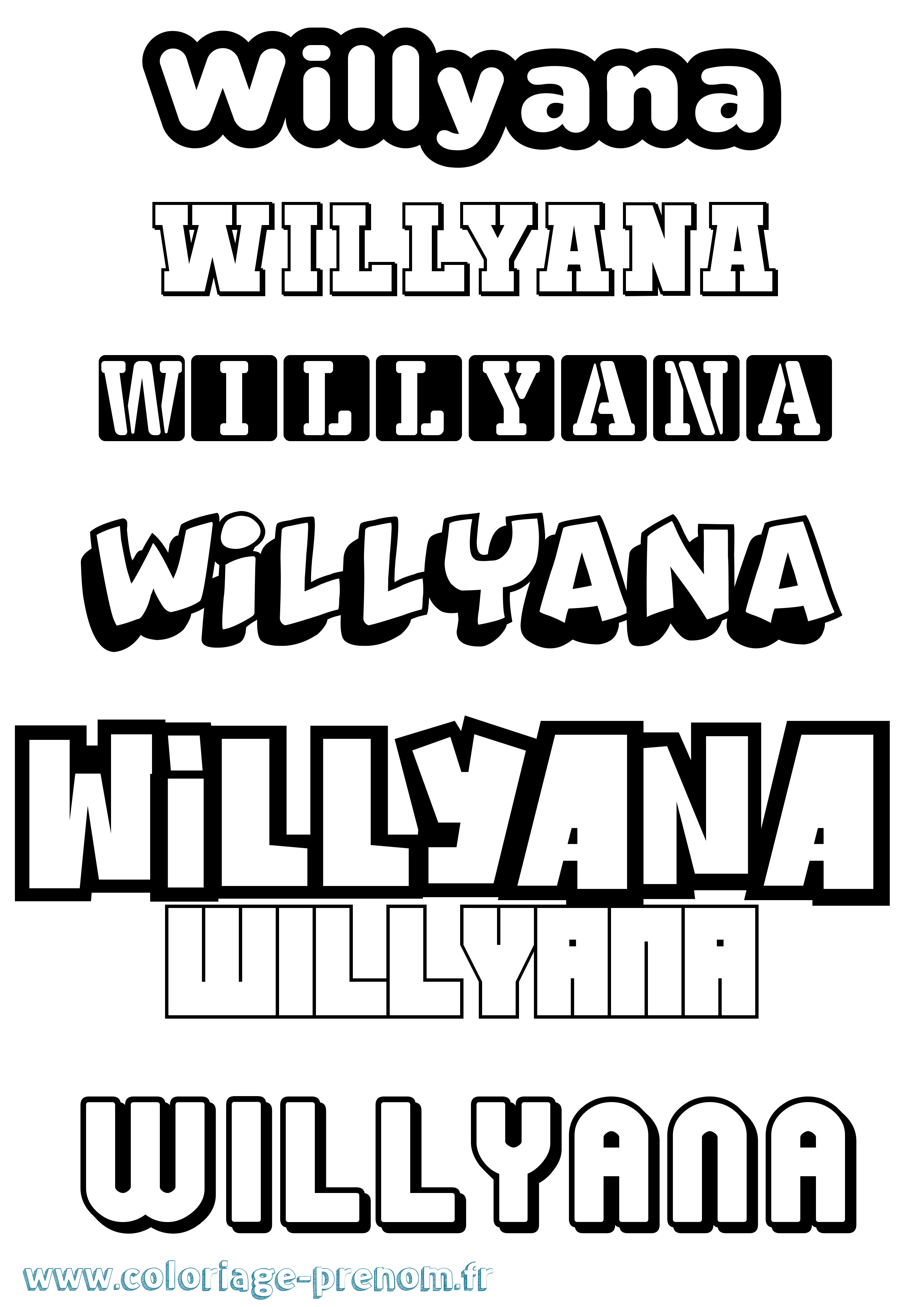 Coloriage Willyana Simple Coloriage prénom Willyana Simple