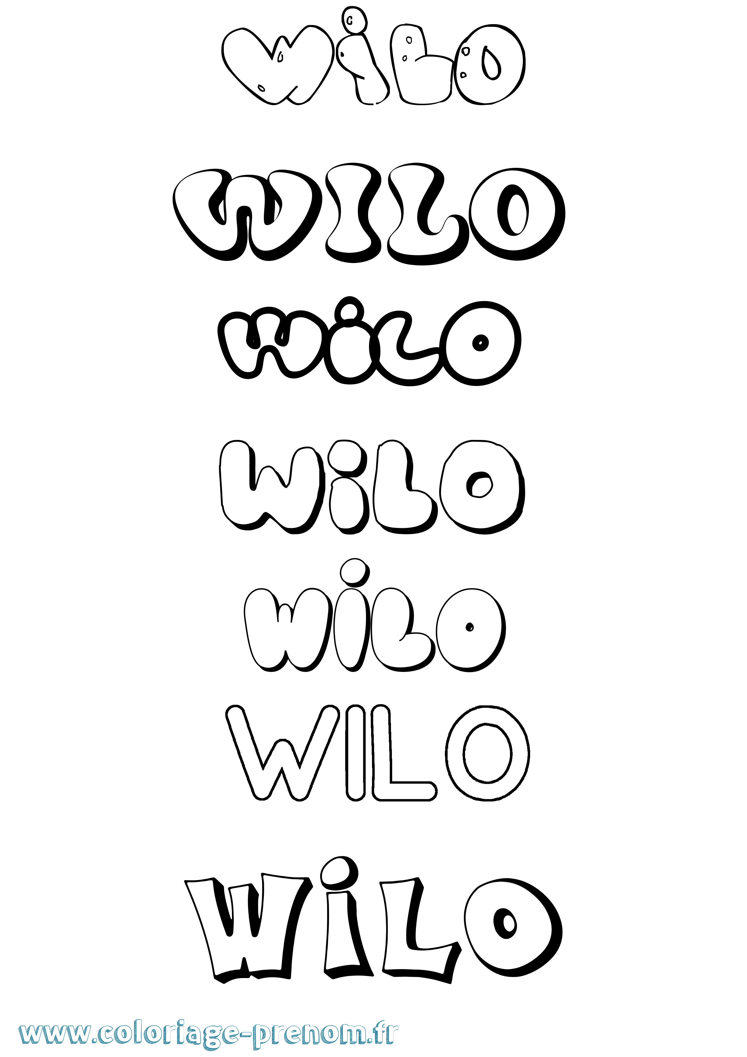 Coloriage Wilo Bubble Coloriage prénom Wilo Bubble