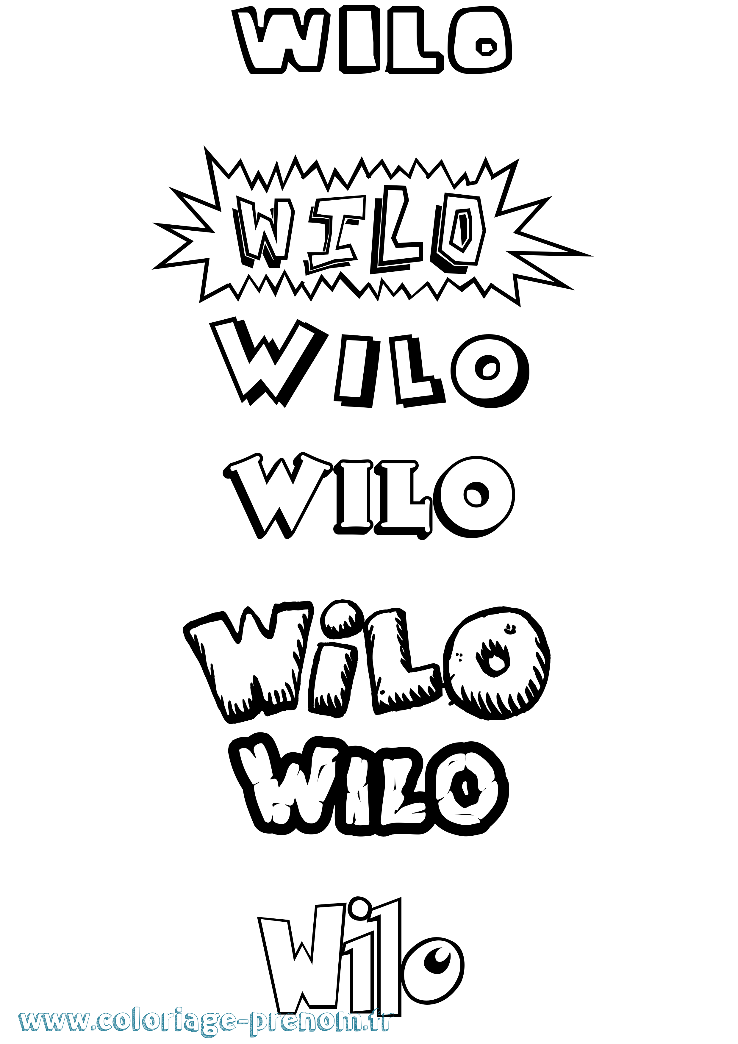 Coloriage Wilo Dessin Animé Coloriage prénom Wilo Dessin Animé