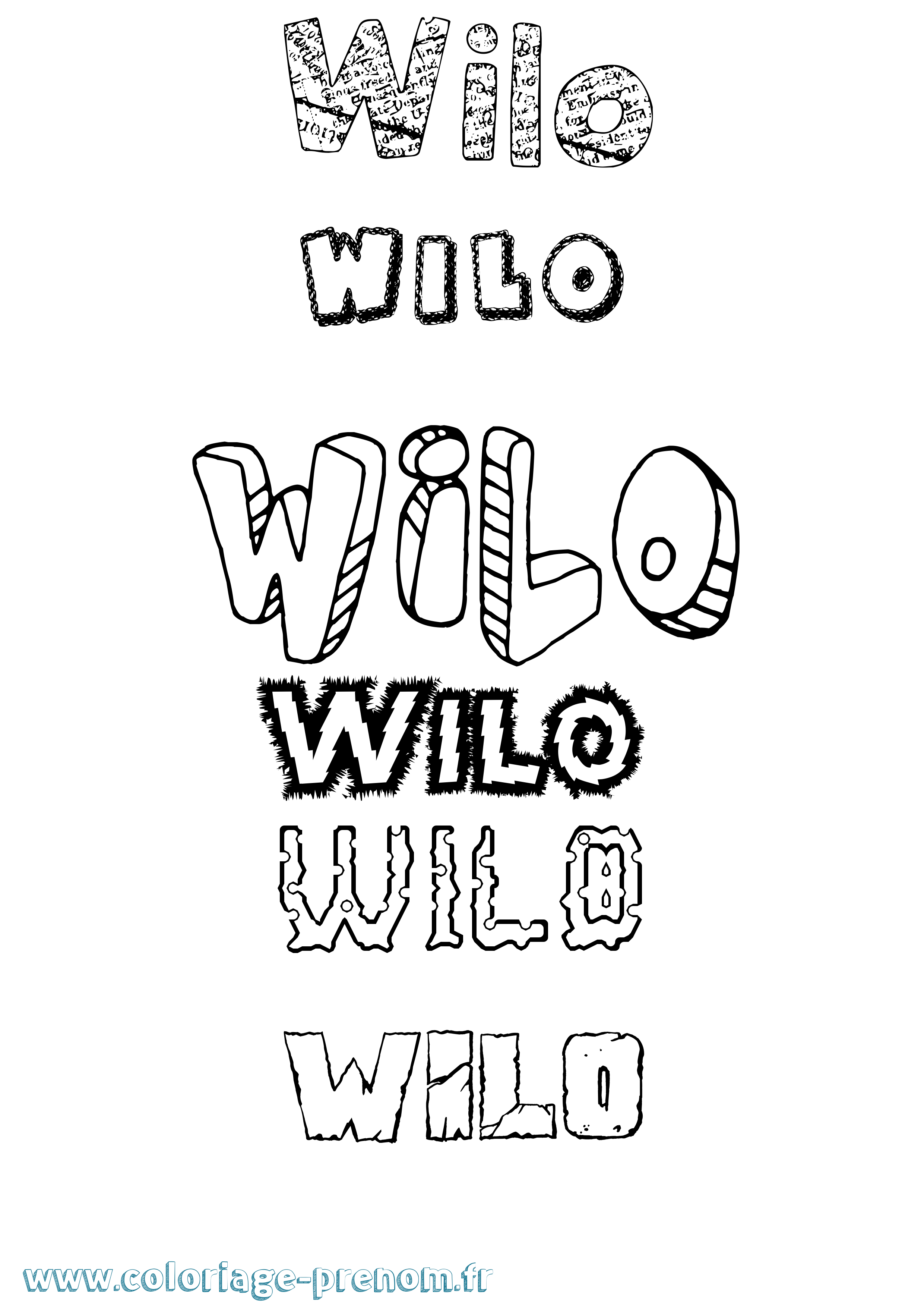 Coloriage Wilo Destructuré Coloriage prénom Wilo Destructuré