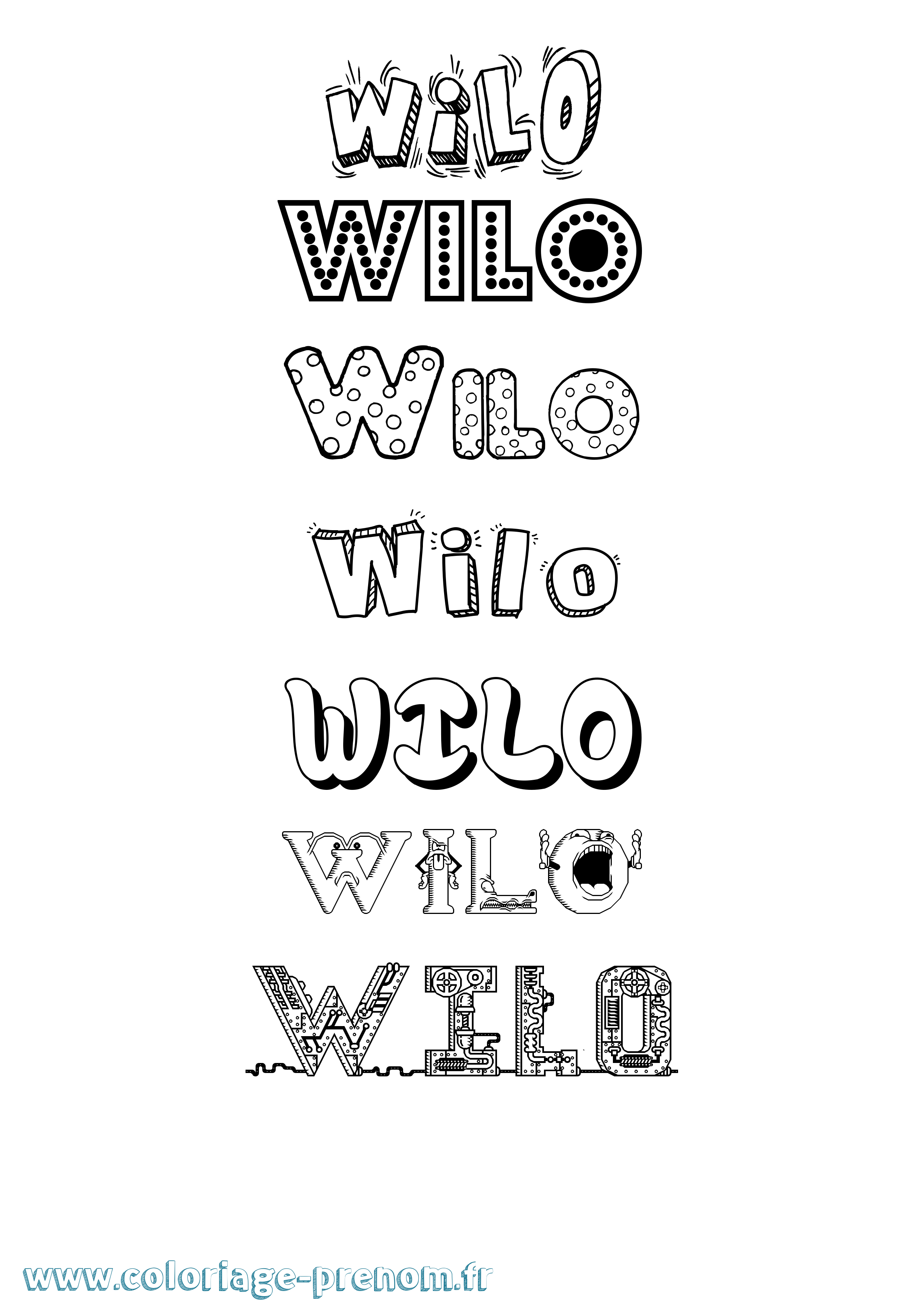 Coloriage Wilo Fun Coloriage prénom Wilo Fun