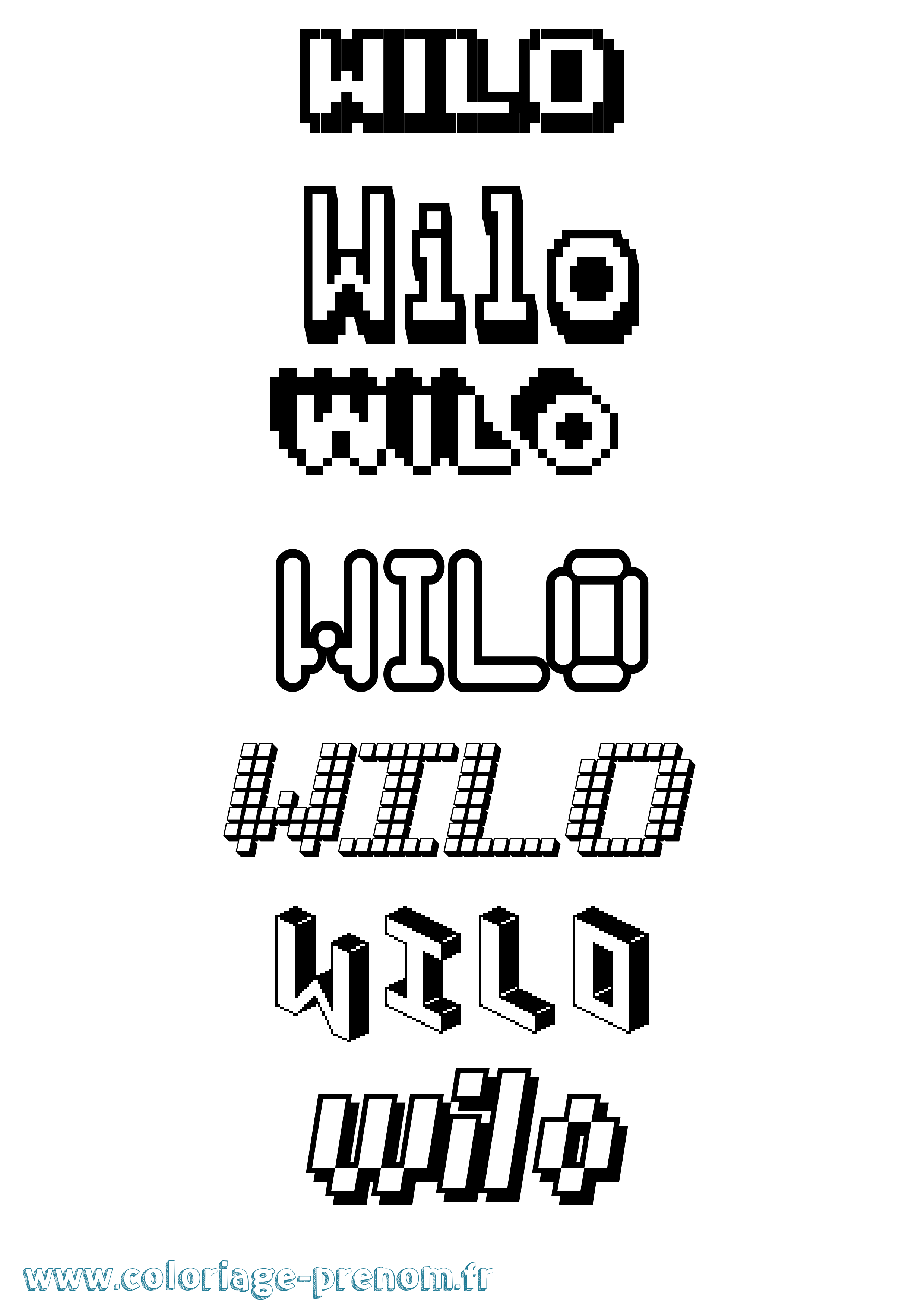 Coloriage Wilo Pixel Coloriage prénom Wilo Pixel
