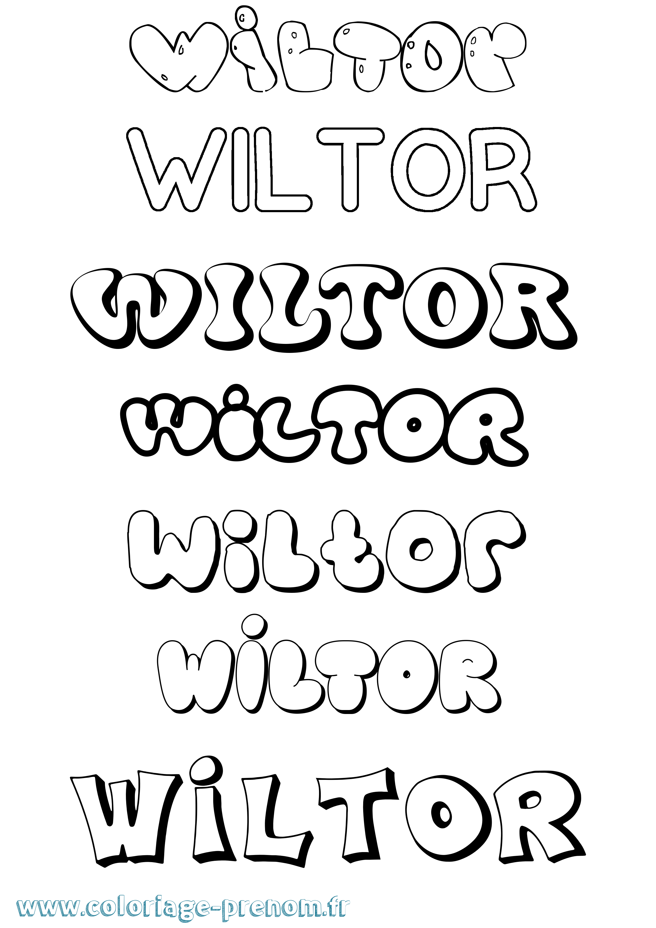 Coloriage Wiltor Bubble Coloriage prénom Wiltor Bubble