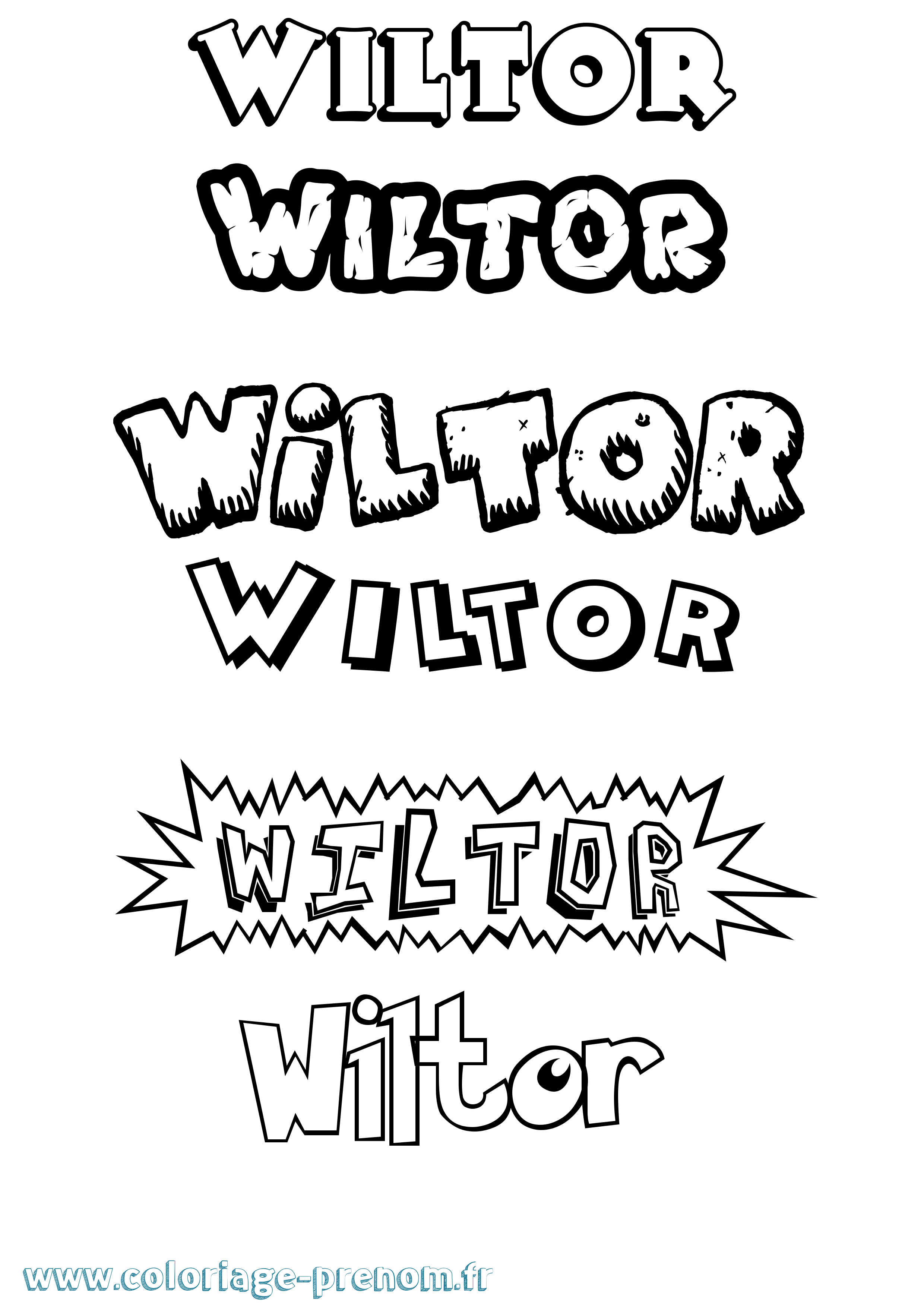 Coloriage Wiltor Dessin Animé Coloriage prénom Wiltor Dessin Animé