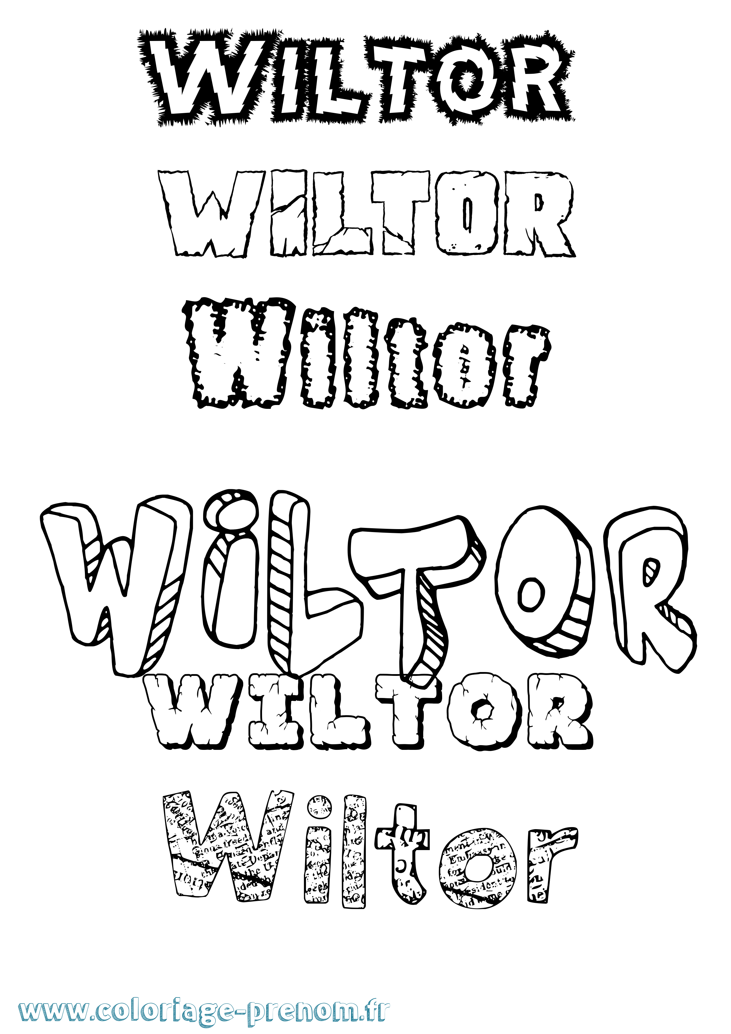 Coloriage Wiltor Destructuré Coloriage prénom Wiltor Destructuré