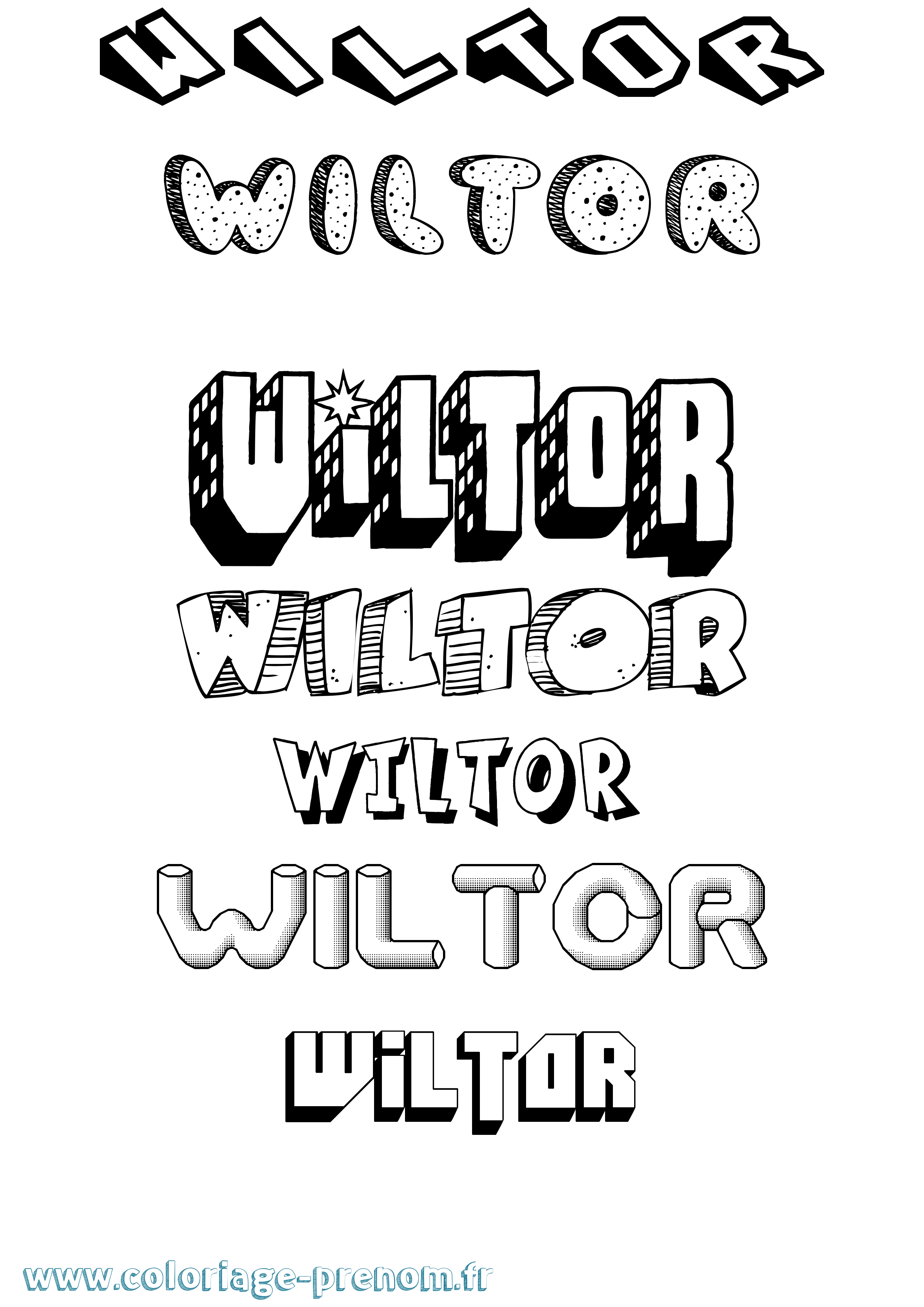 Coloriage Wiltor Effet 3D Coloriage prénom Wiltor Effet 3D