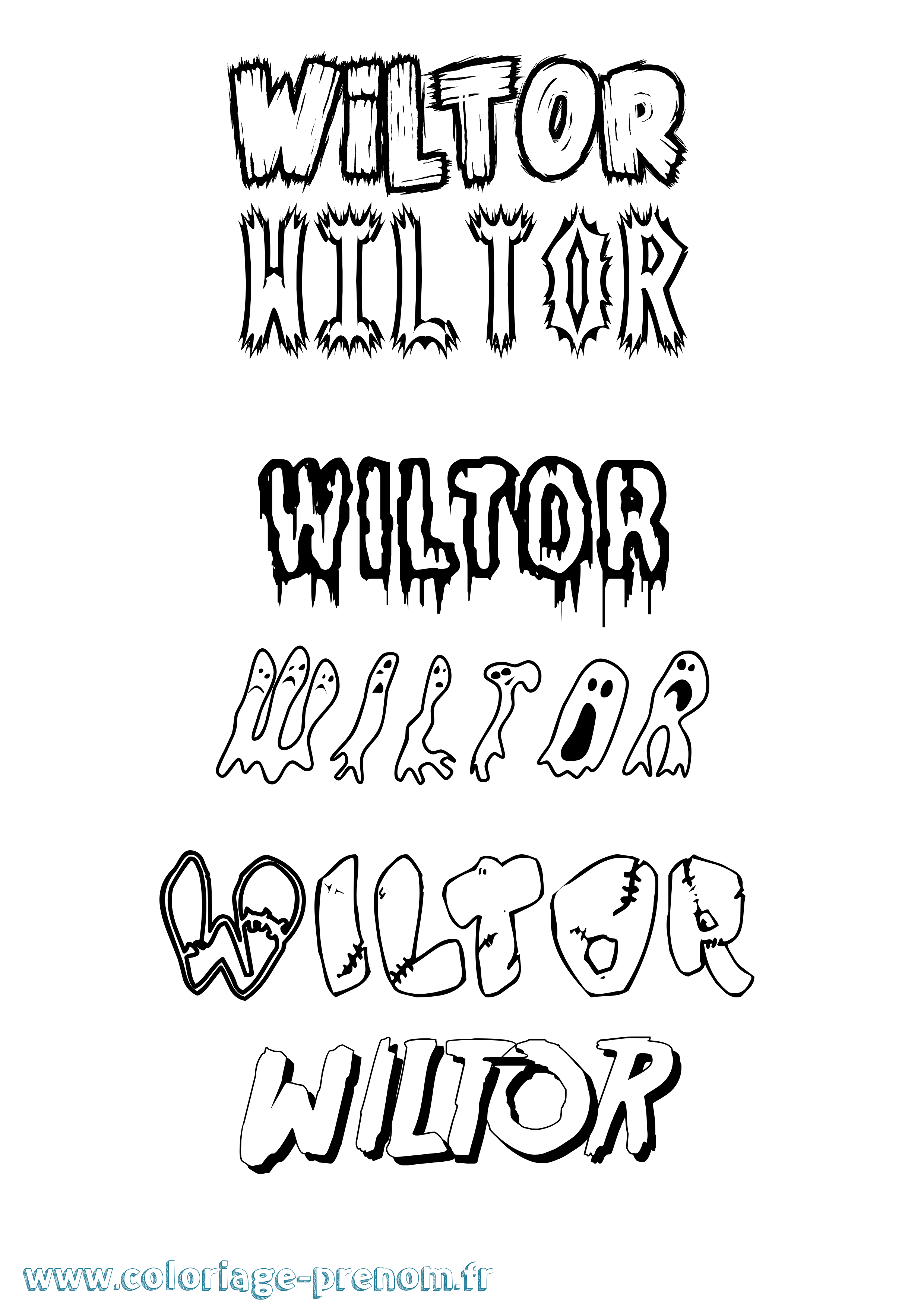 Coloriage Wiltor Frisson Coloriage prénom Wiltor Frisson
