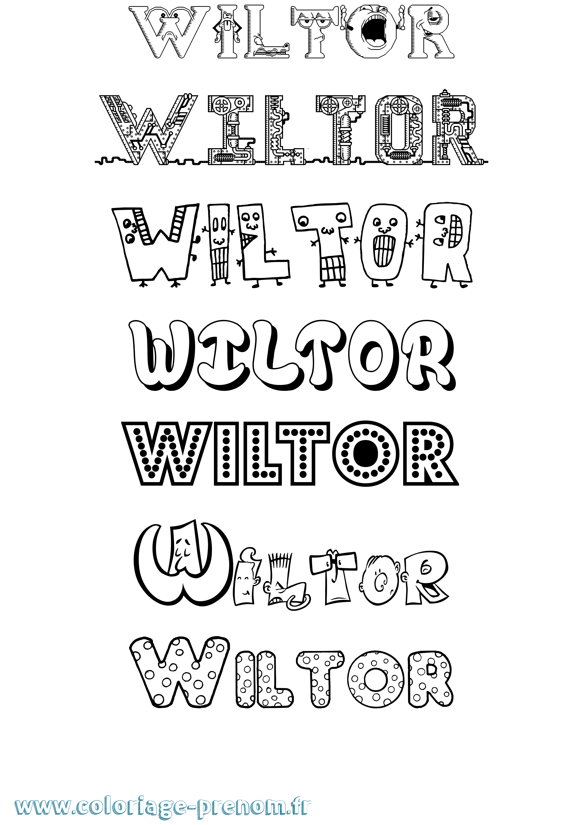 Coloriage Wiltor Fun Coloriage prénom Wiltor Fun