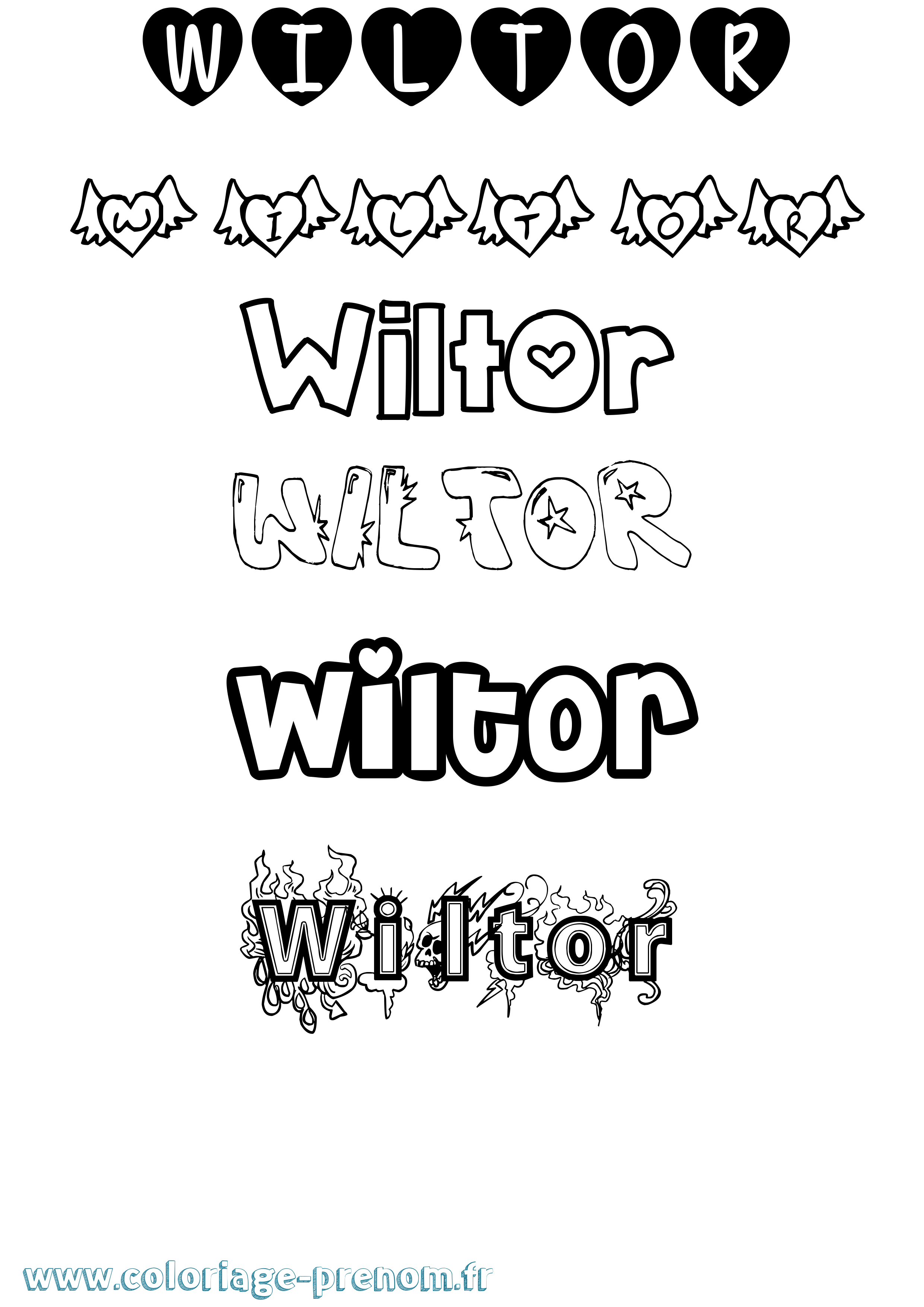 Coloriage Wiltor Girly Coloriage prénom Wiltor Girly