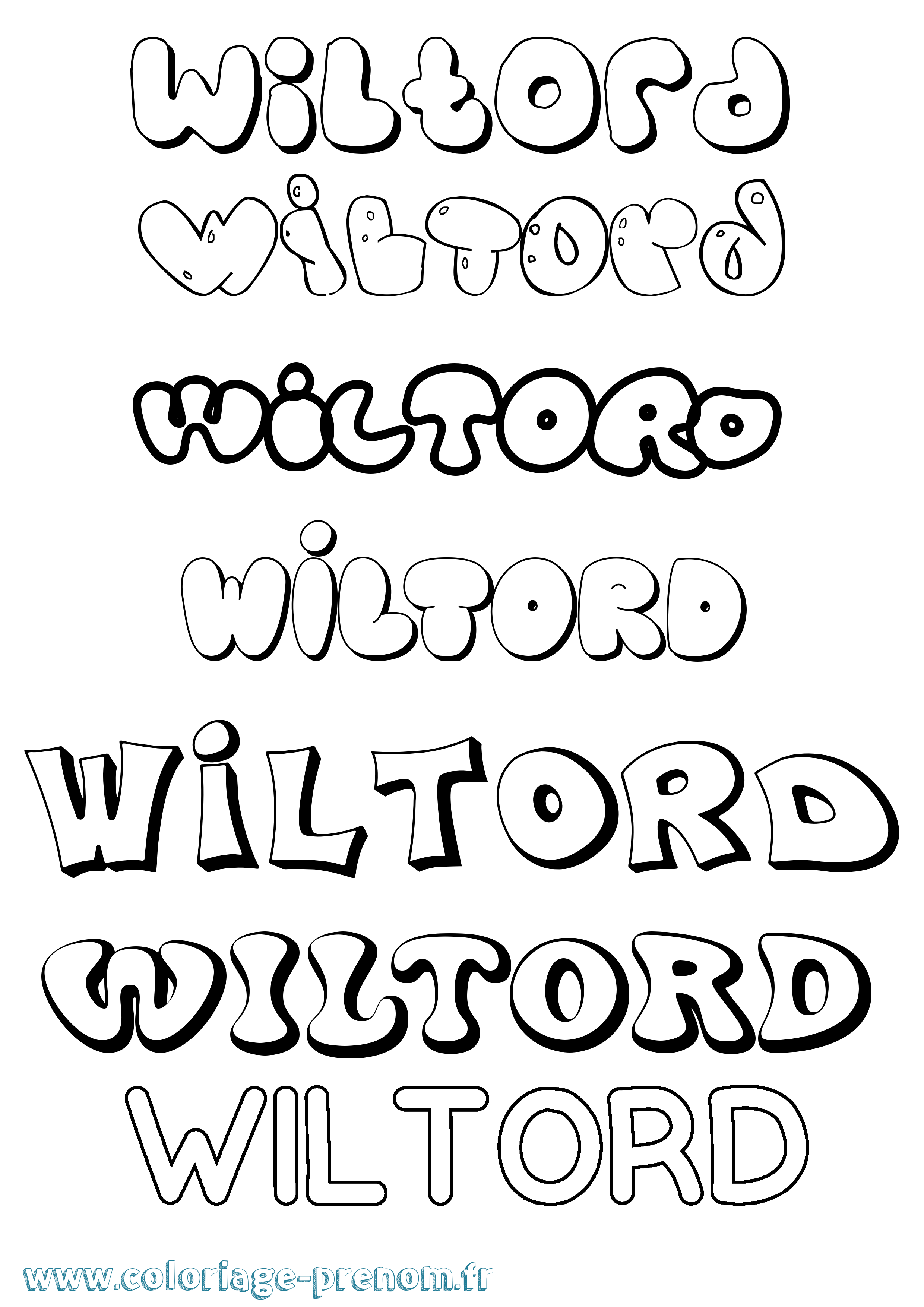 Coloriage Wiltord Bubble Coloriage prénom Wiltord Bubble