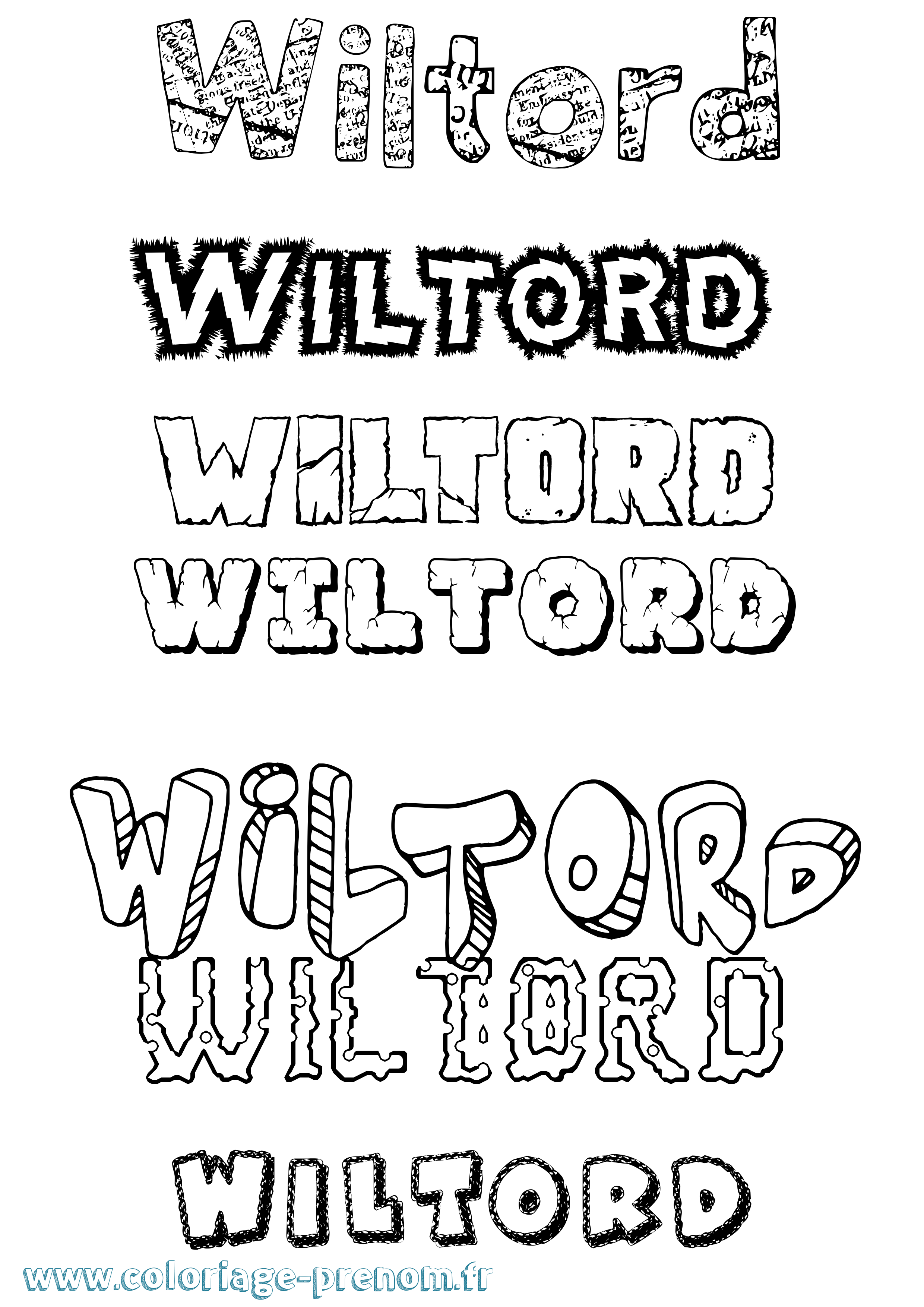 Coloriage Wiltord Destructuré Coloriage prénom Wiltord Destructuré