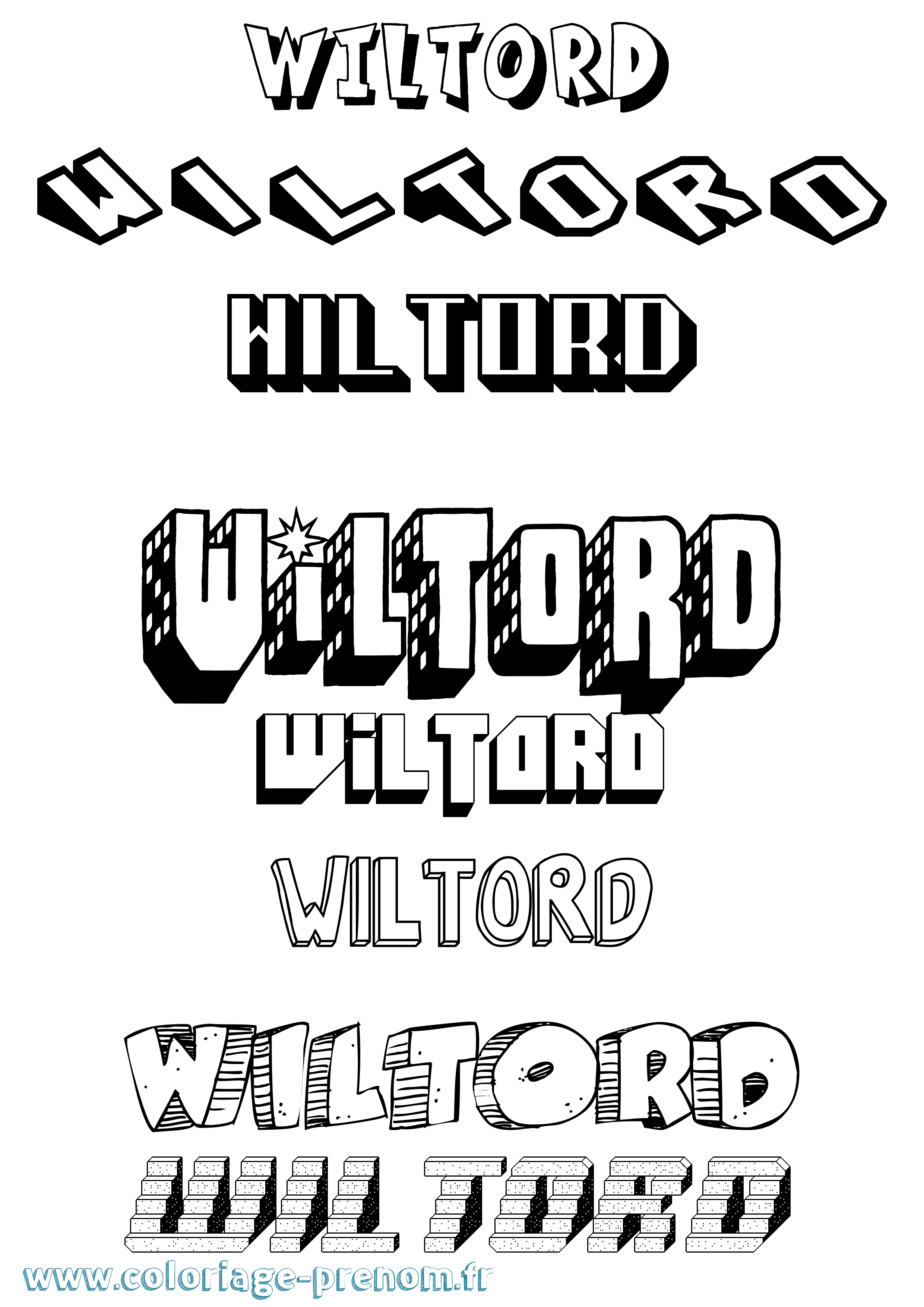 Coloriage Wiltord Effet 3D Coloriage prénom Wiltord Effet 3D