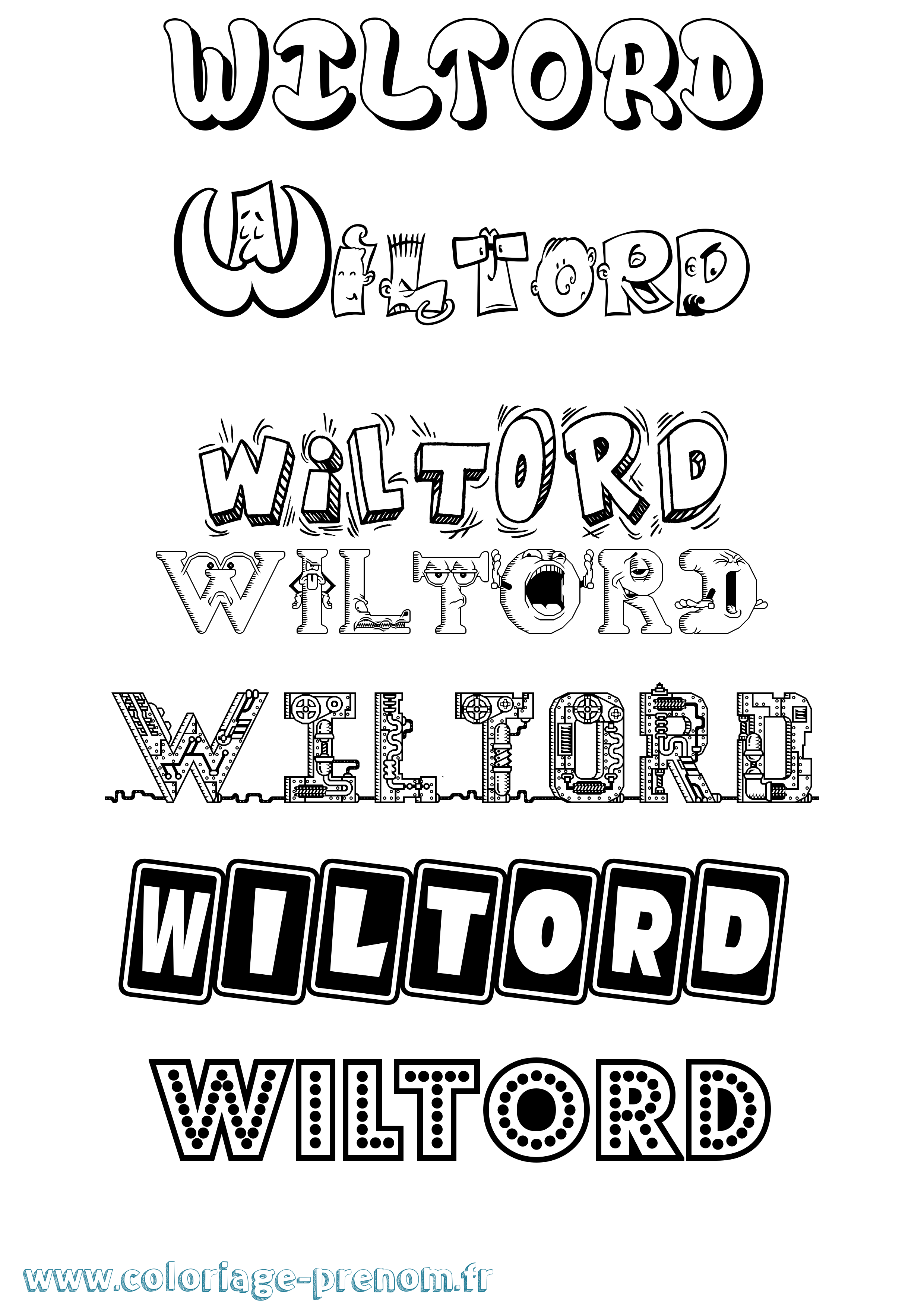 Coloriage Wiltord Fun Coloriage prénom Wiltord Fun