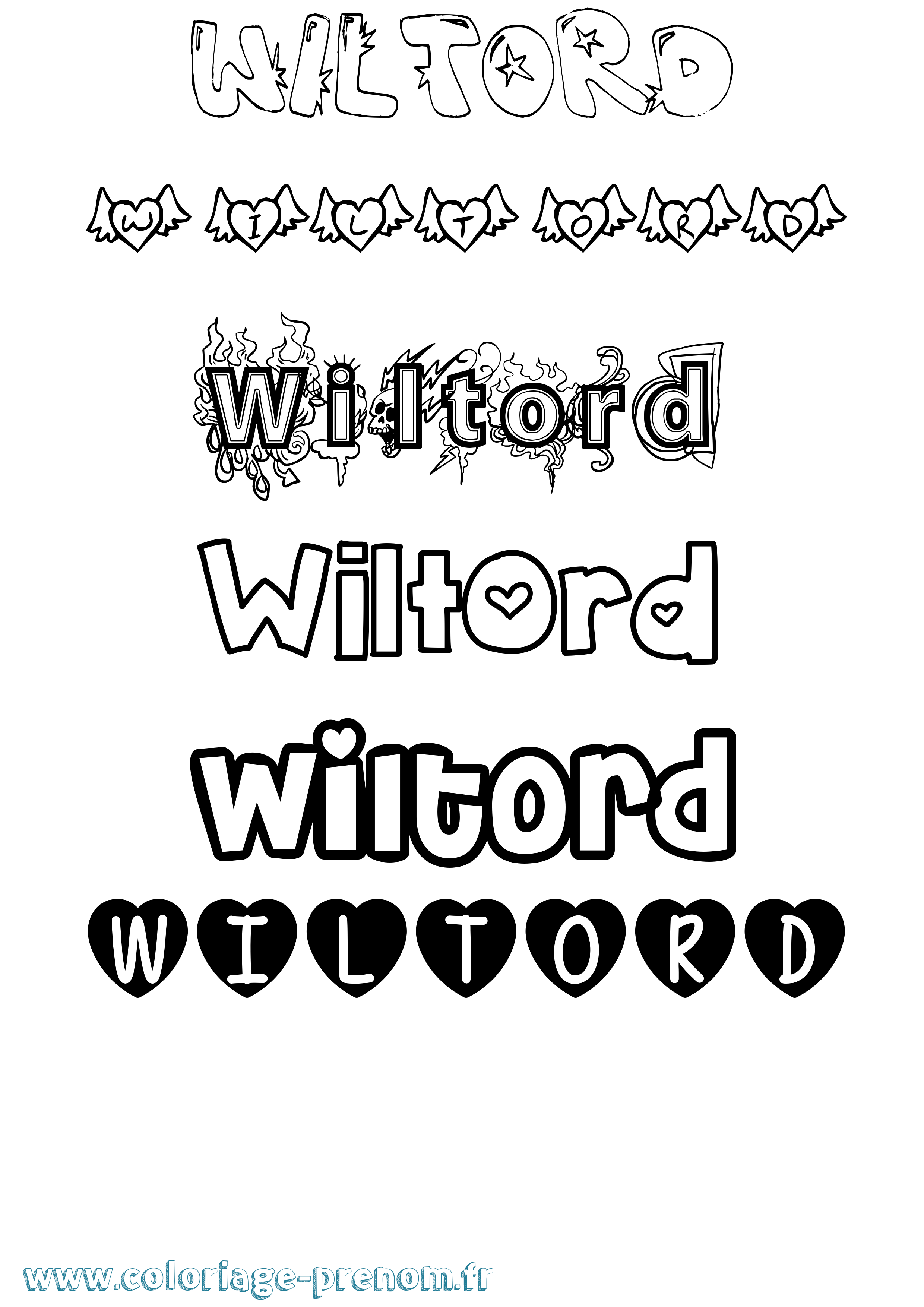 Coloriage Wiltord Girly Coloriage prénom Wiltord Girly