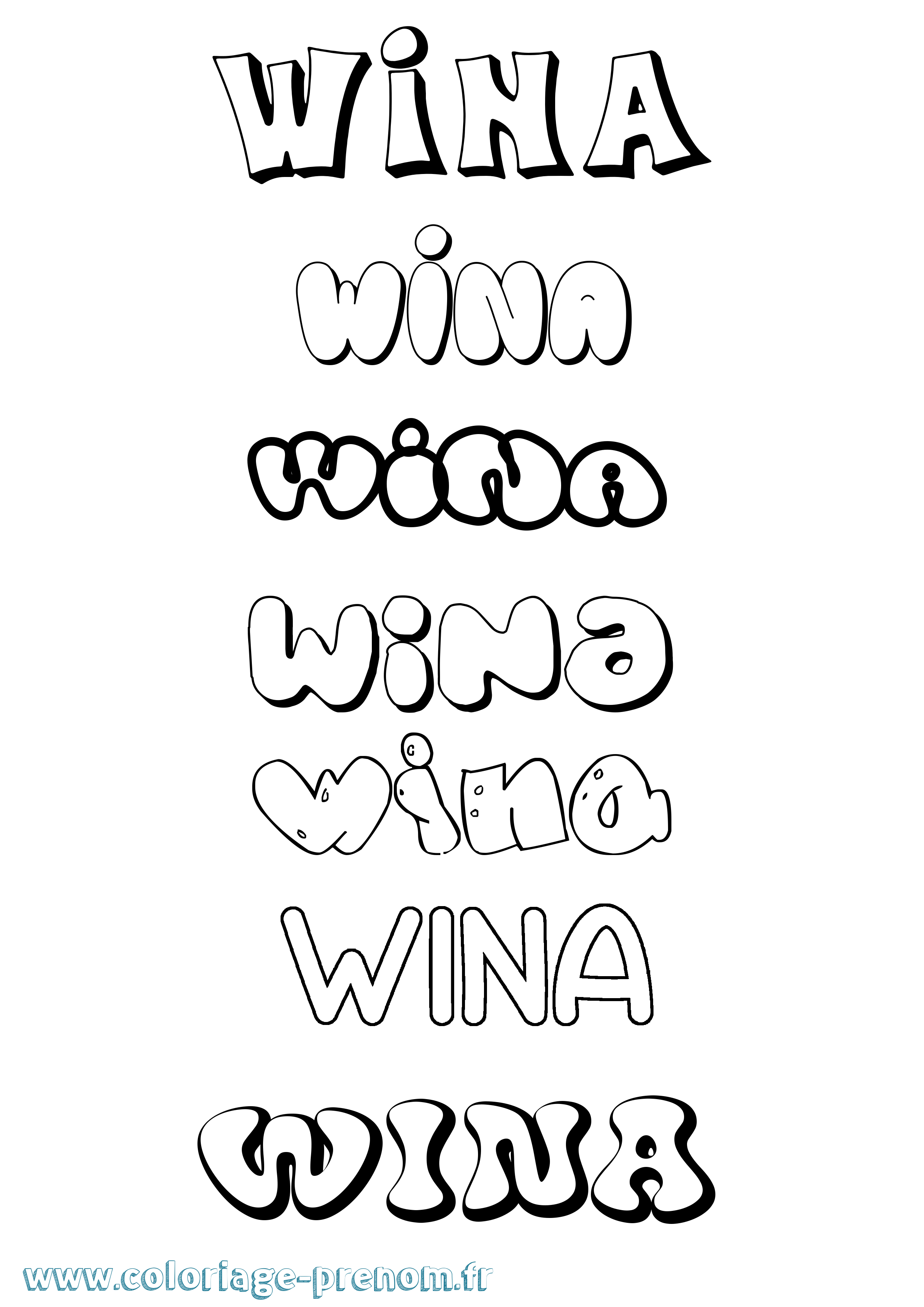 Coloriage Wina Bubble Coloriage prénom Wina Bubble