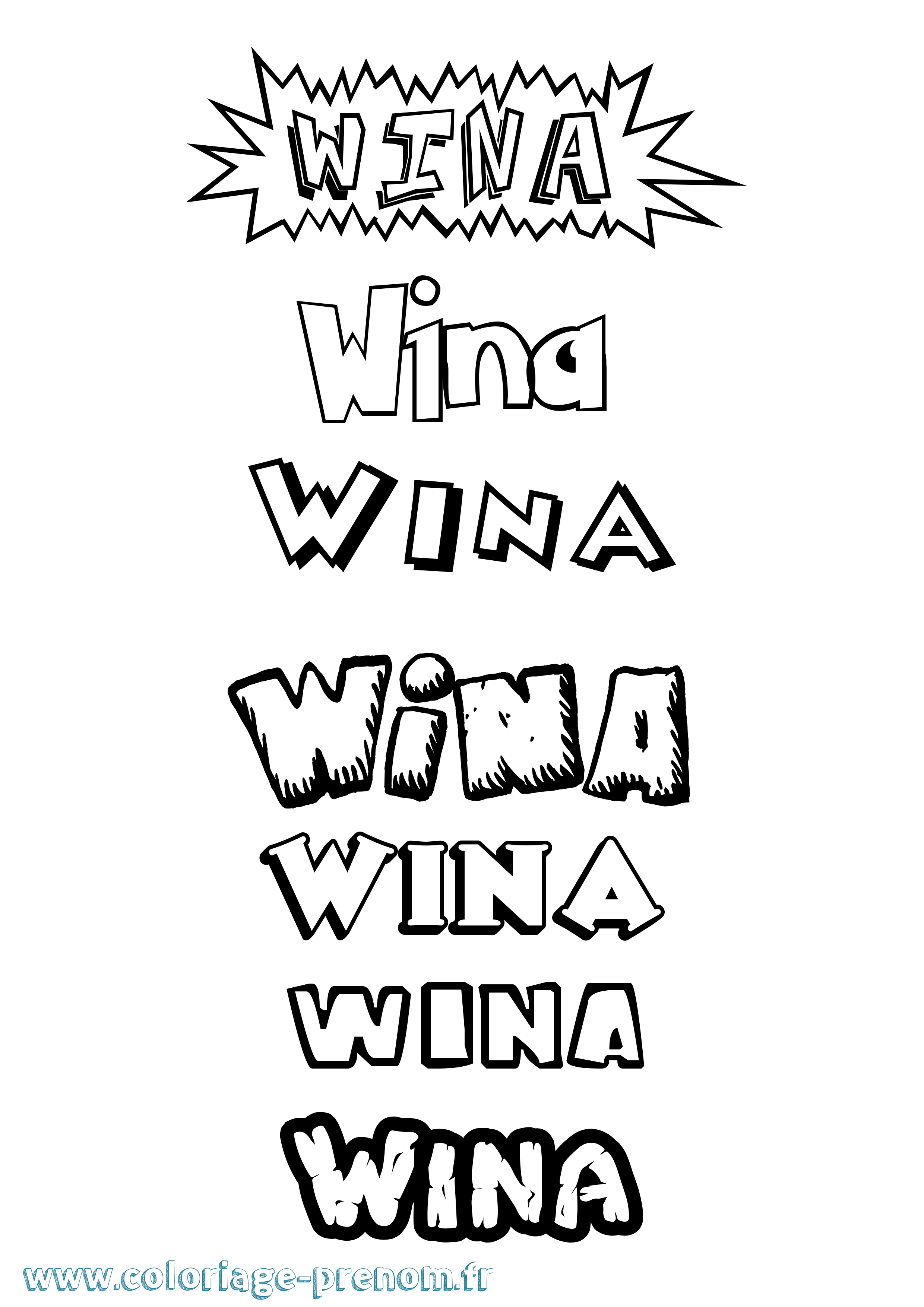 Coloriage Wina Dessin Animé Coloriage prénom Wina Dessin Animé