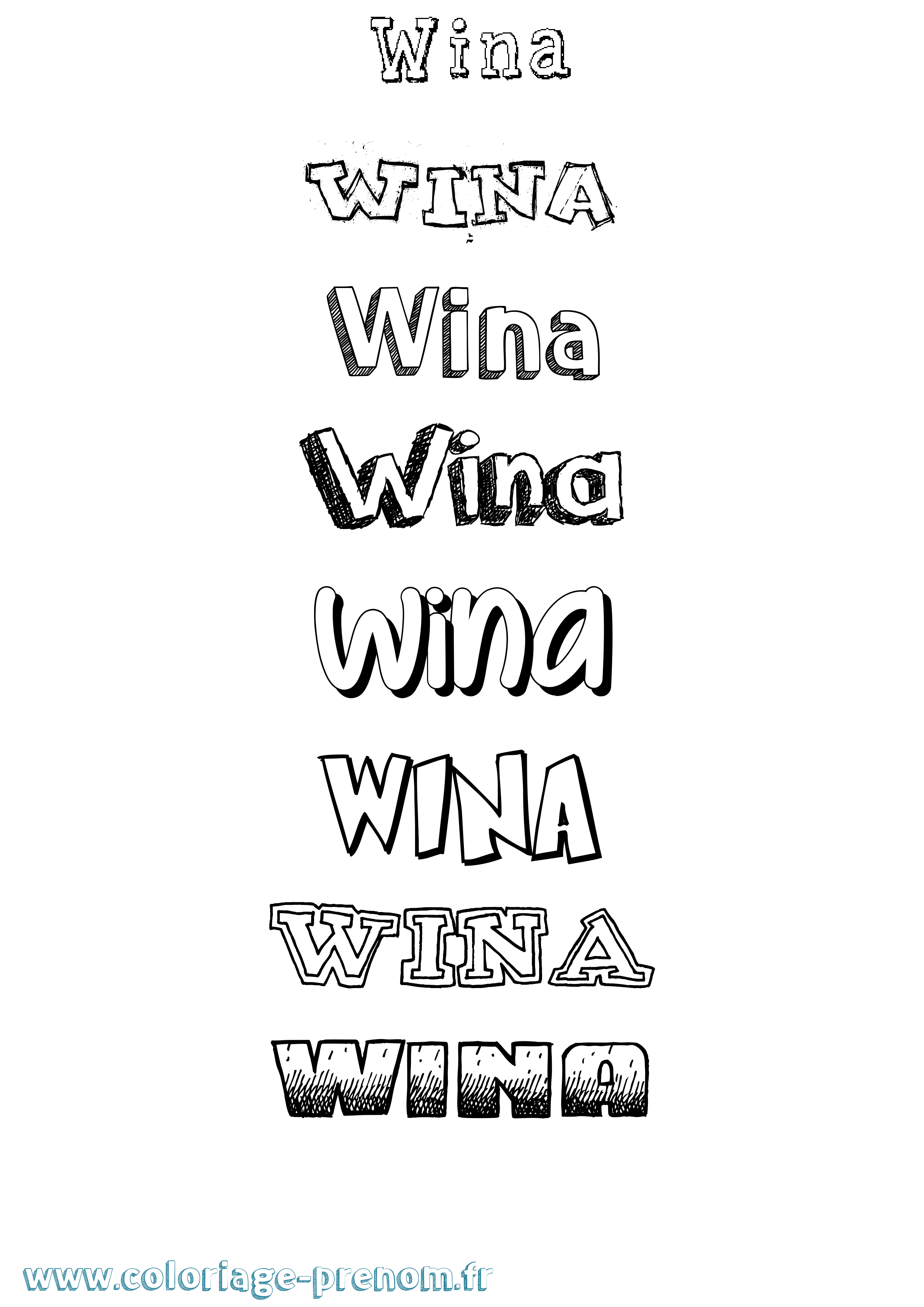 Coloriage Wina Dessiné Coloriage prénom Wina Dessiné