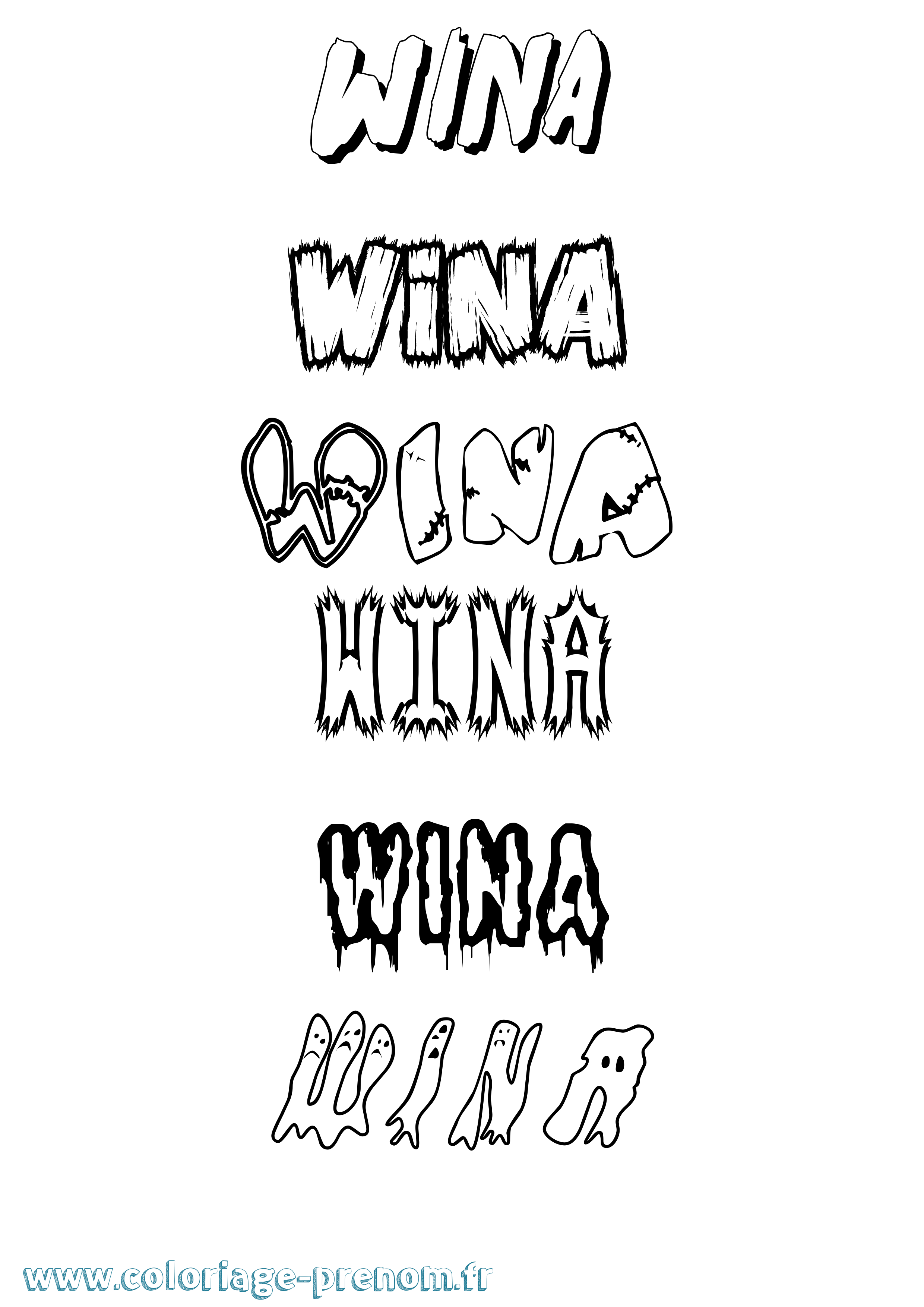 Coloriage Wina Frisson Coloriage prénom Wina Frisson