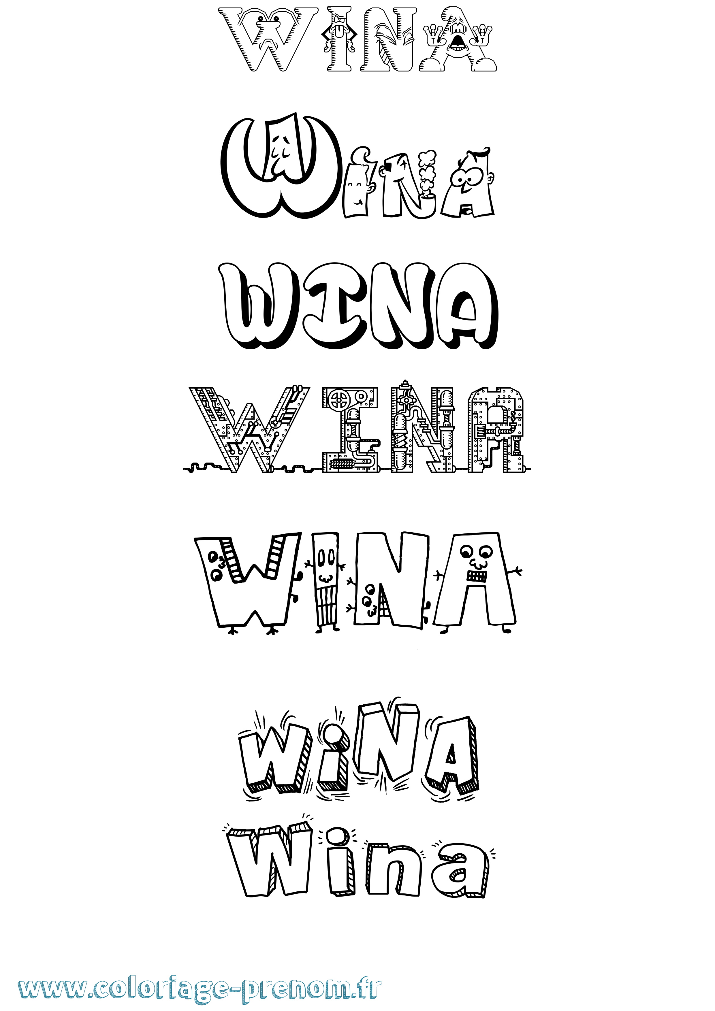 Coloriage Wina Fun Coloriage prénom Wina Fun