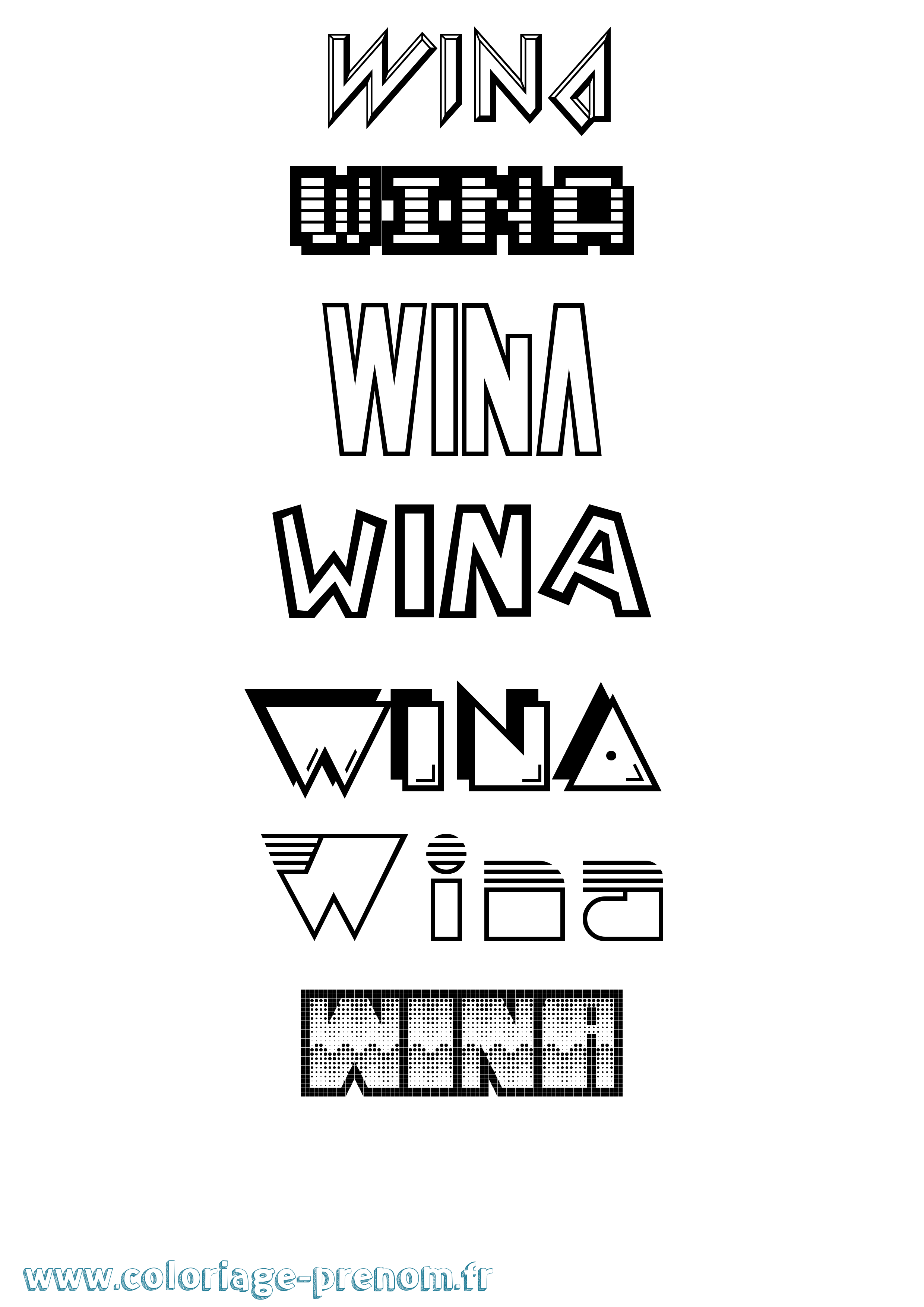 Coloriage Wina Jeux Vidéos Coloriage prénom Wina Jeux Vidéos