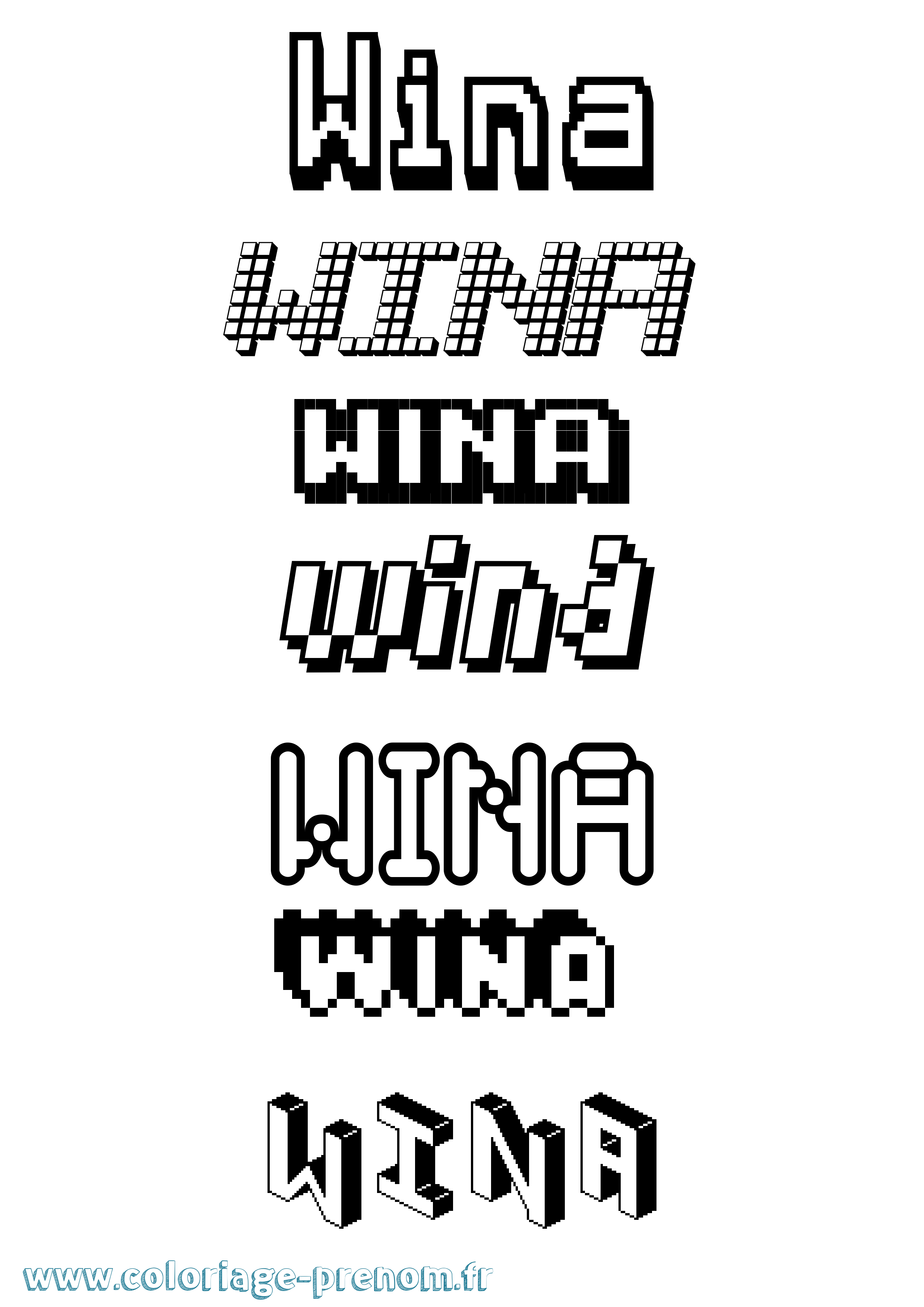 Coloriage Wina Pixel Coloriage prénom Wina Pixel