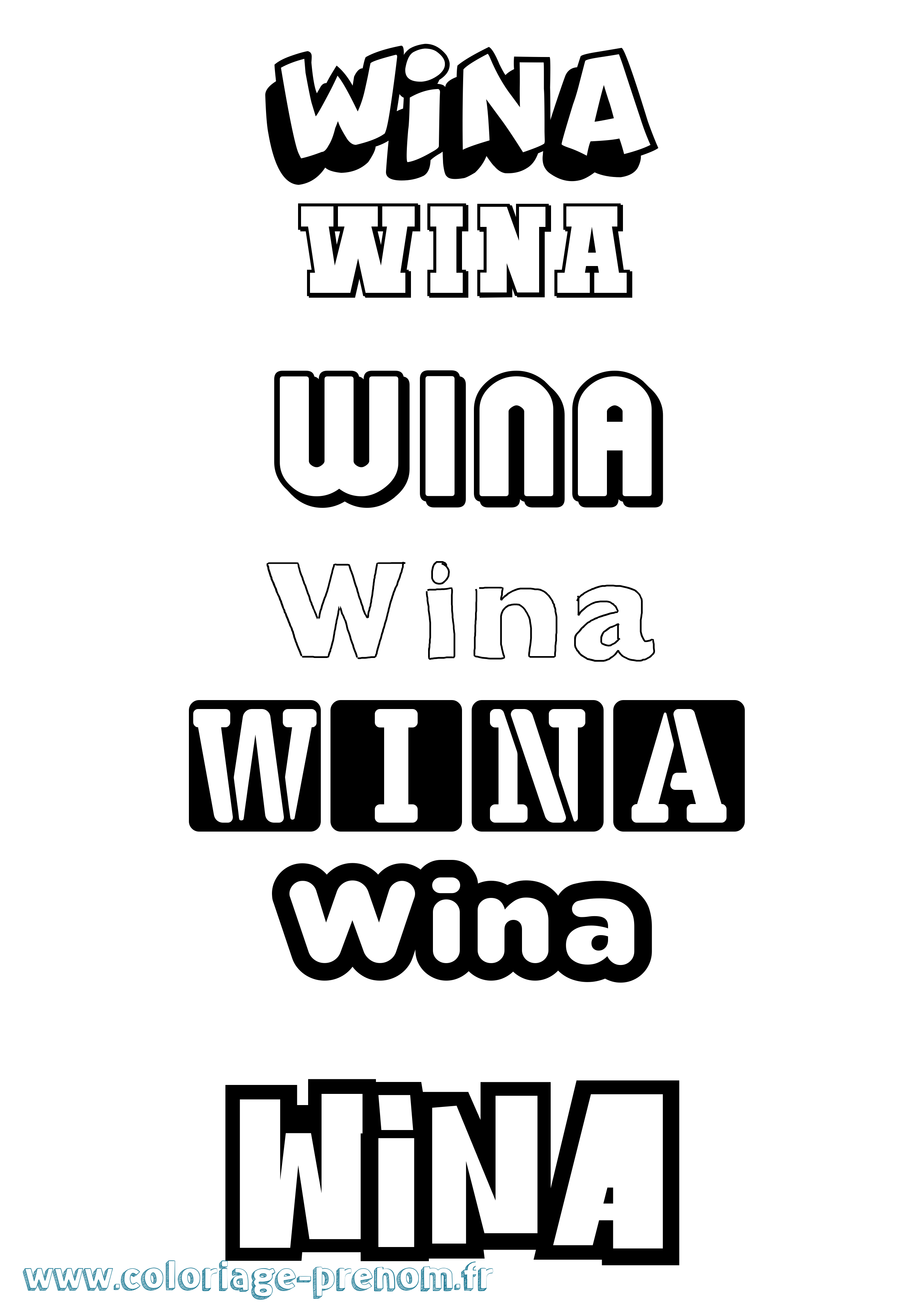 Coloriage Wina Simple Coloriage prénom Wina Simple