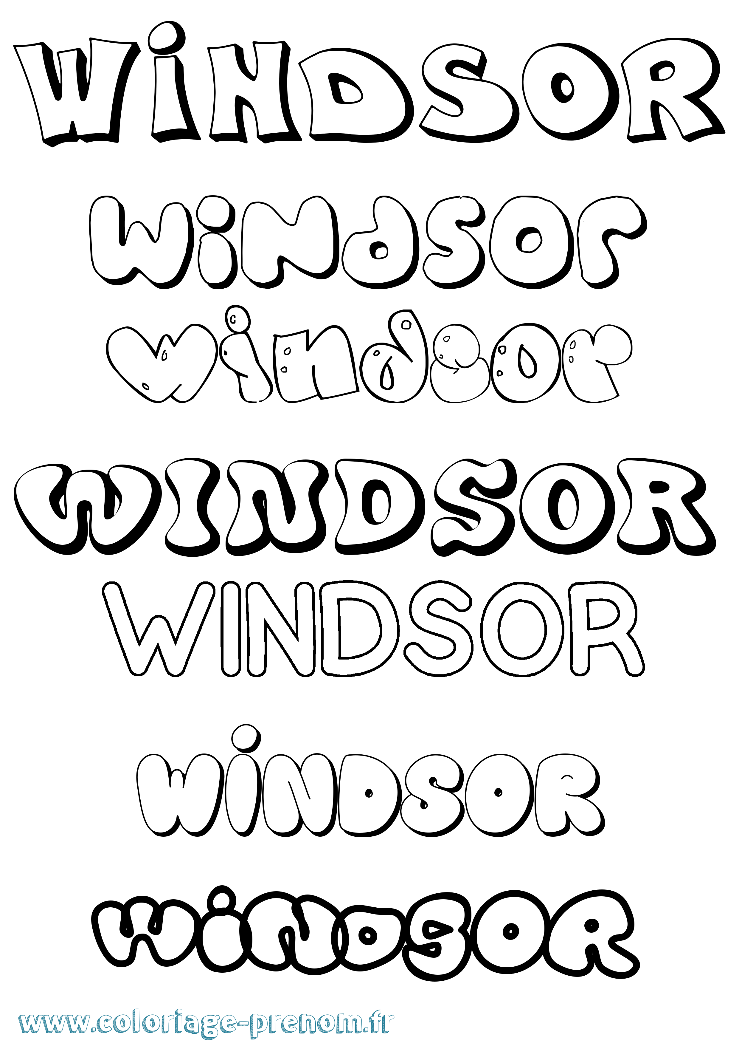Coloriage Windsor Bubble Coloriage prénom Windsor Bubble