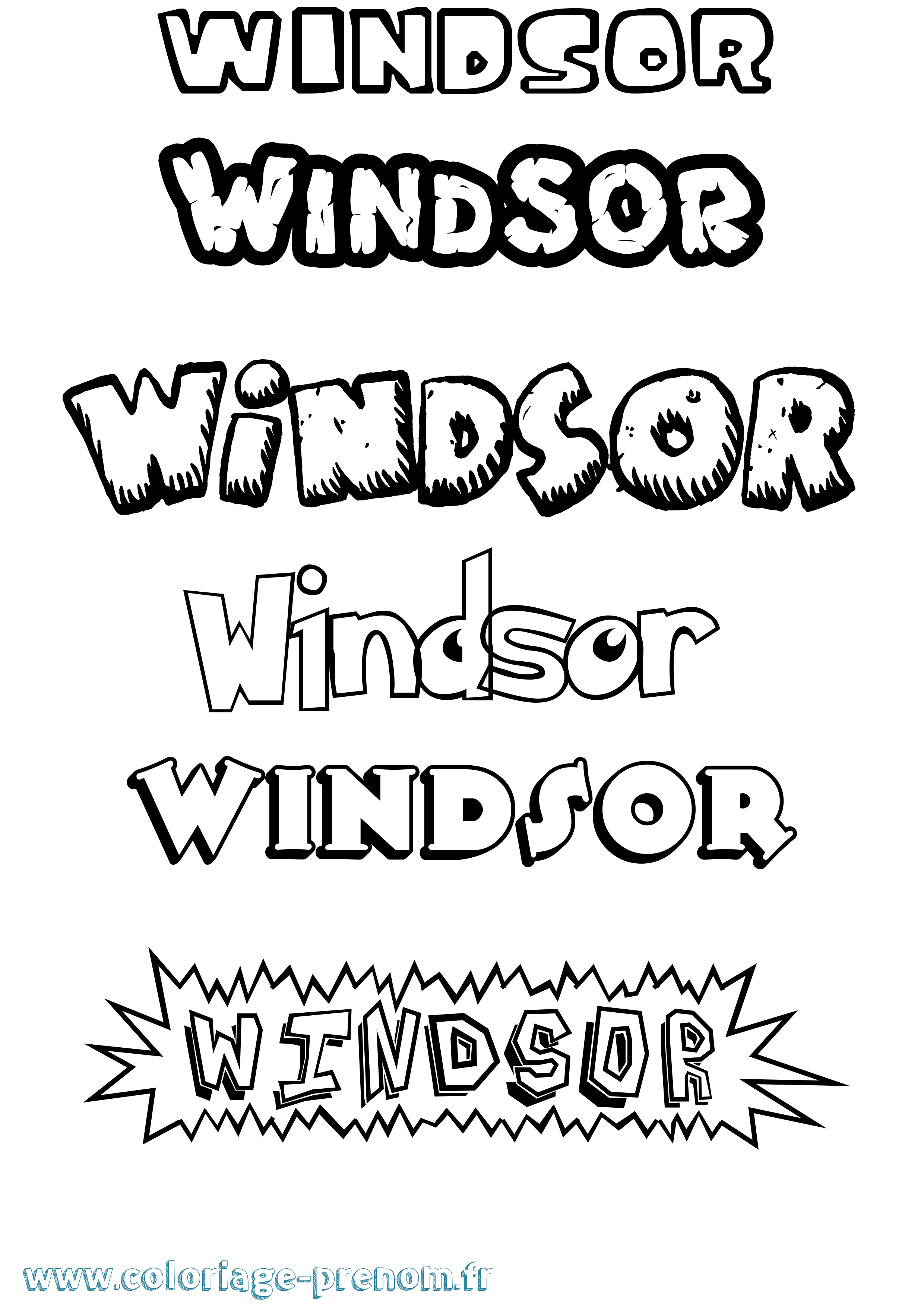Coloriage Windsor Dessin Animé Coloriage prénom Windsor Dessin Animé