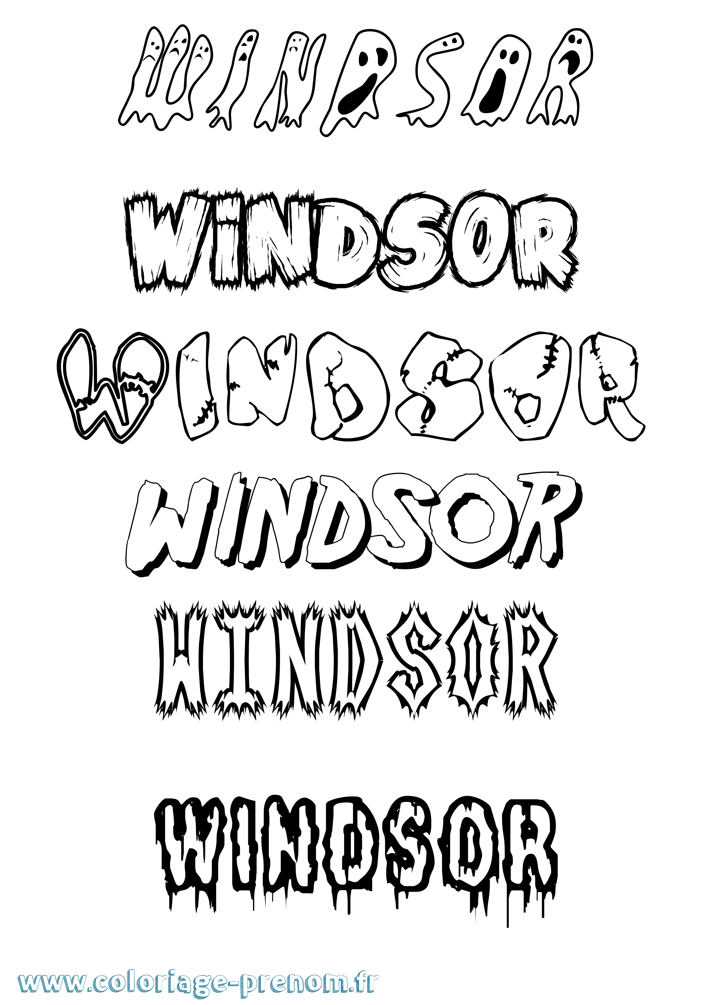 Coloriage Windsor Frisson Coloriage prénom Windsor Frisson