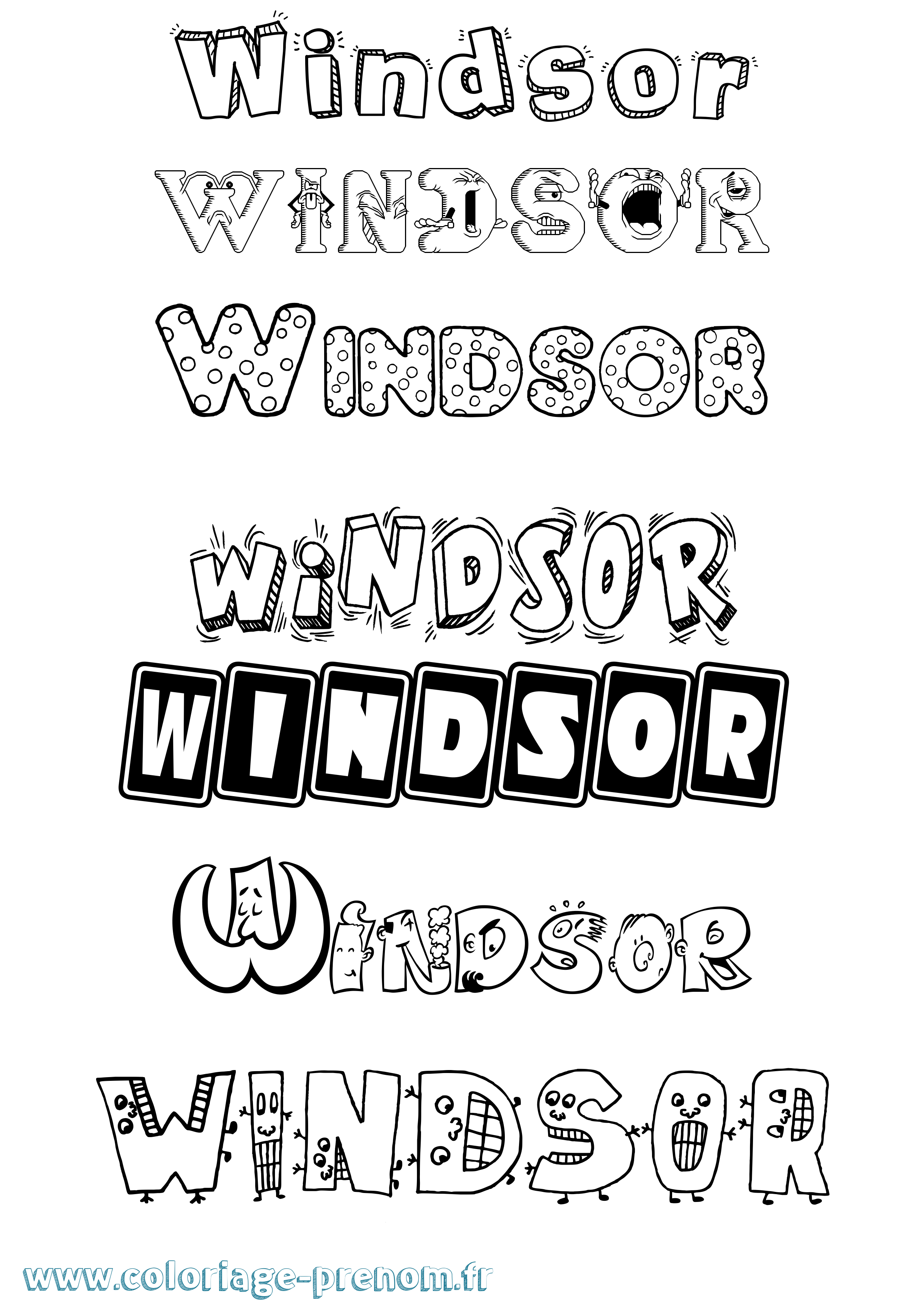 Coloriage Windsor Fun Coloriage prénom Windsor Fun