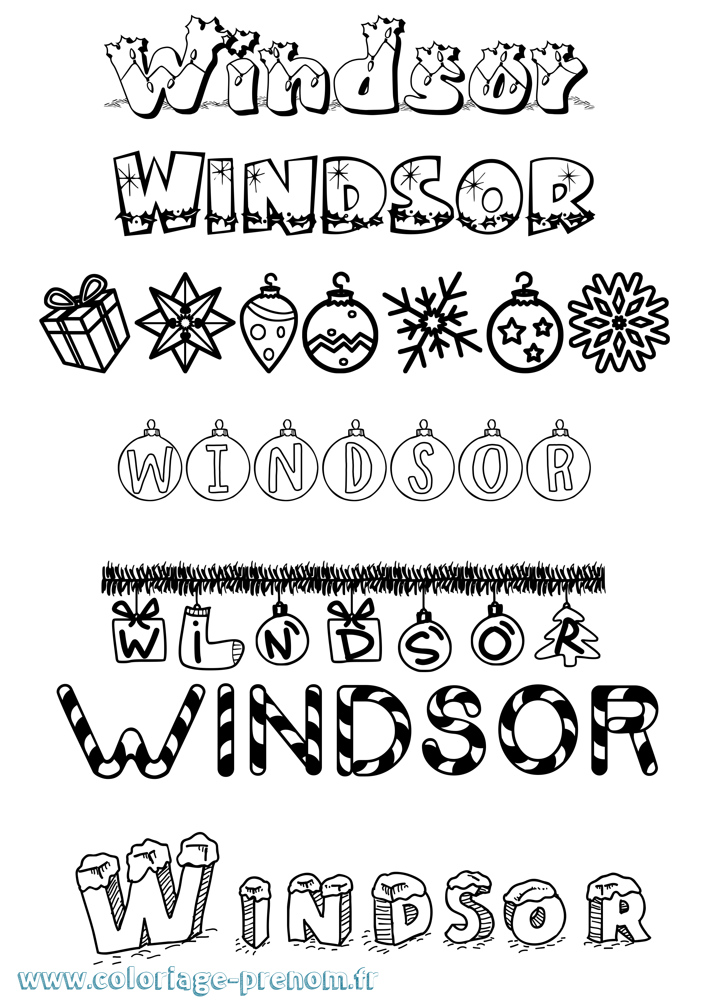 Coloriage Windsor Noël Coloriage prénom Windsor Noël