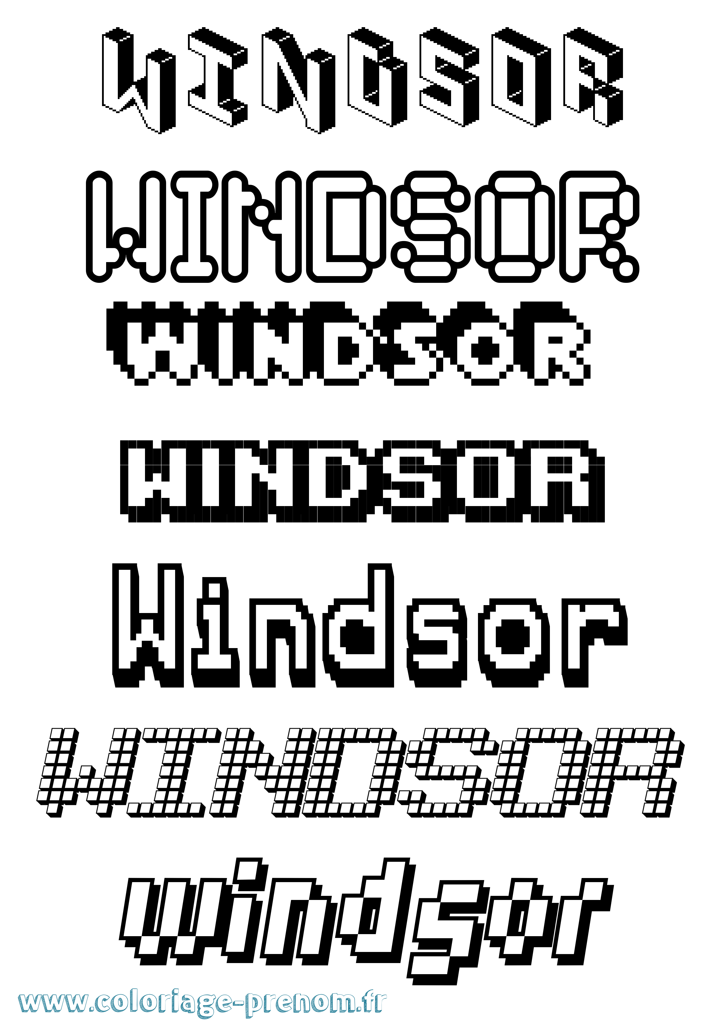 Coloriage Windsor Pixel Coloriage prénom Windsor Pixel