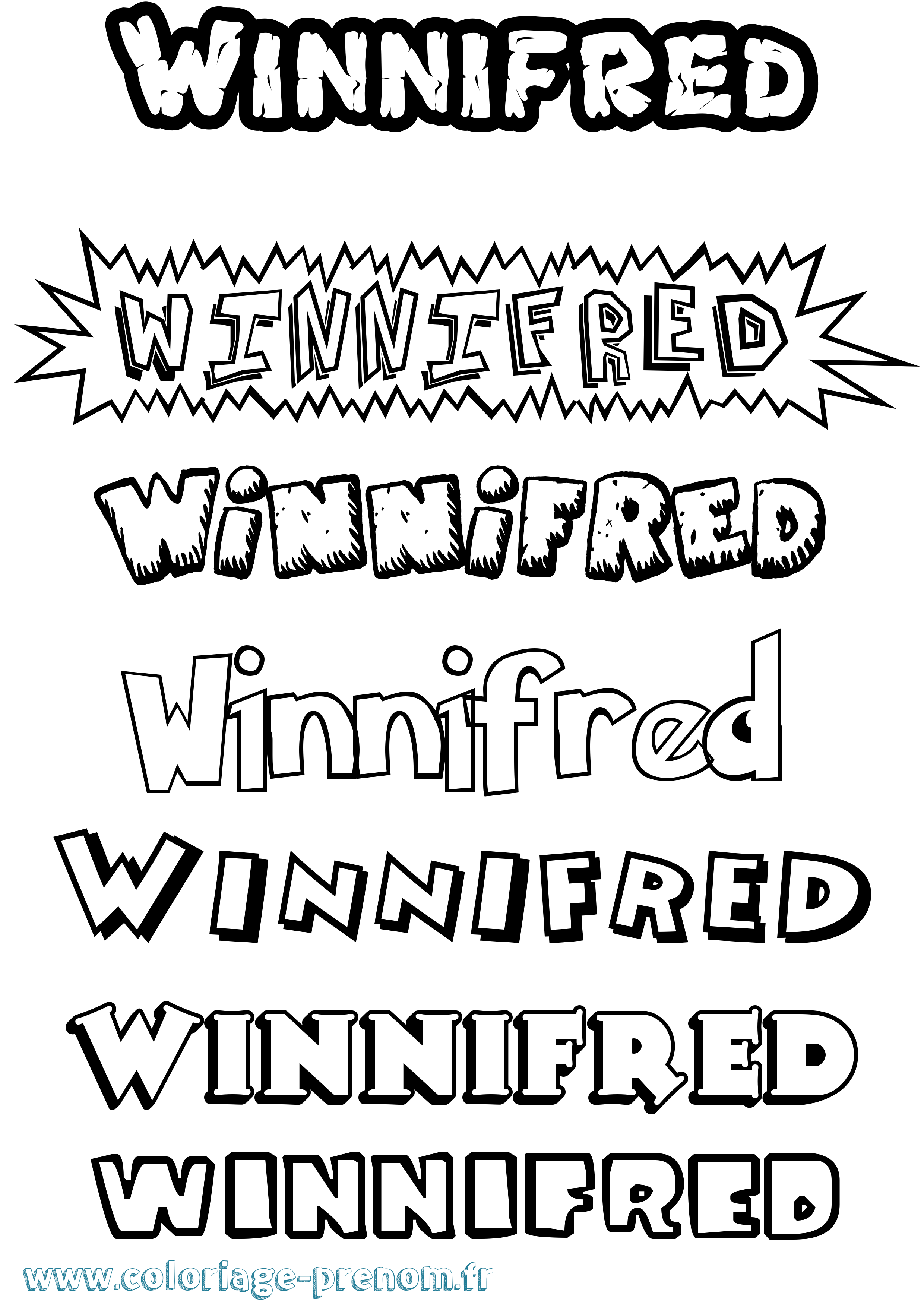 Coloriage Winnifred Dessin Animé Coloriage prénom Winnifred Dessin Animé