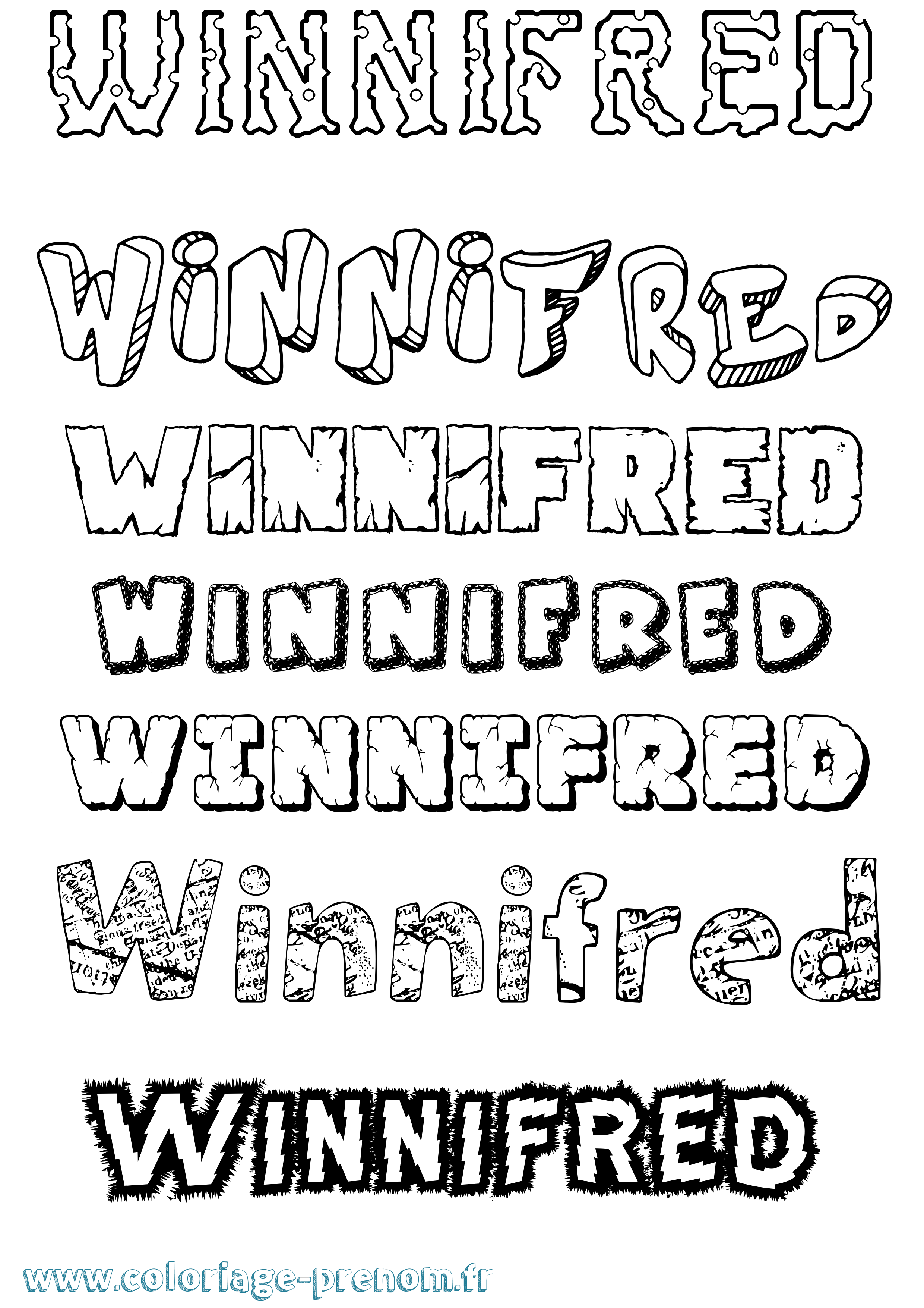 Coloriage Winnifred Destructuré Coloriage prénom Winnifred Destructuré
