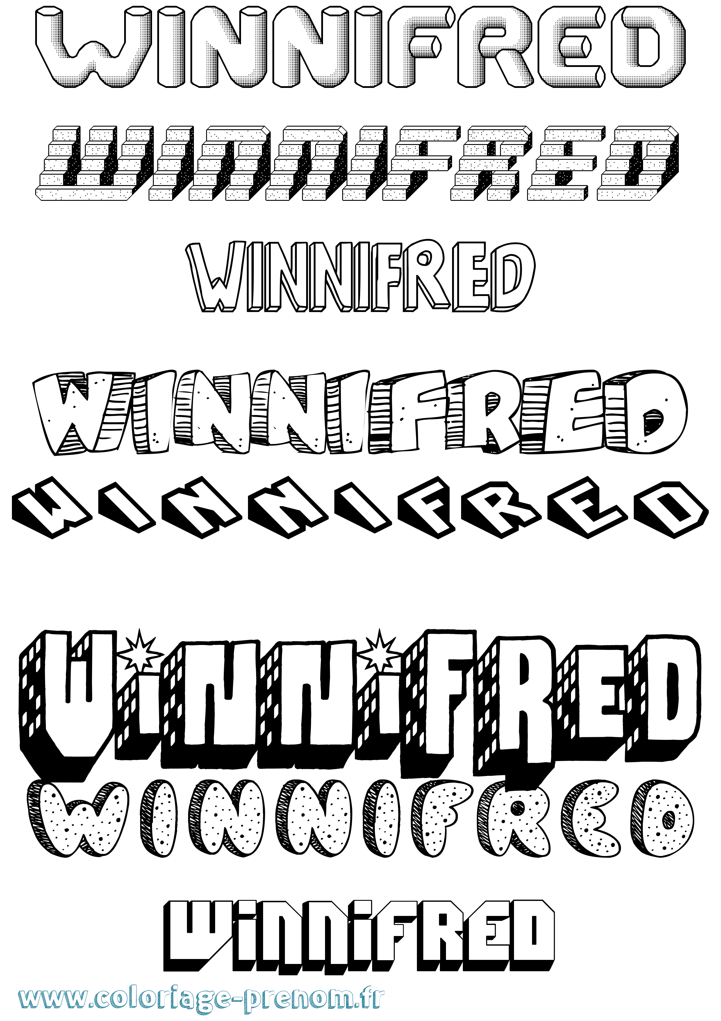 Coloriage Winnifred Effet 3D Coloriage prénom Winnifred Effet 3D