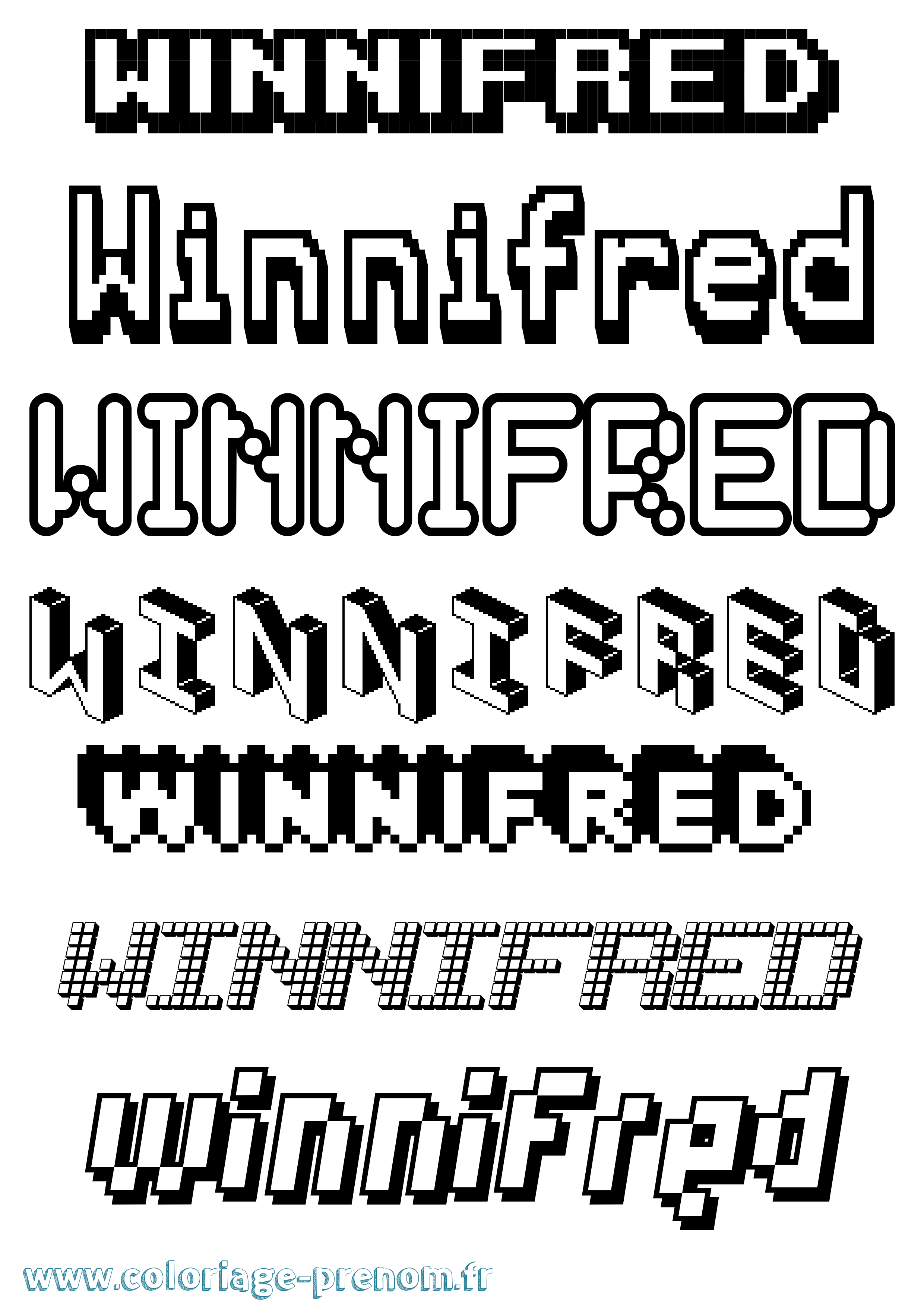 Coloriage Winnifred Pixel Coloriage prénom Winnifred Pixel