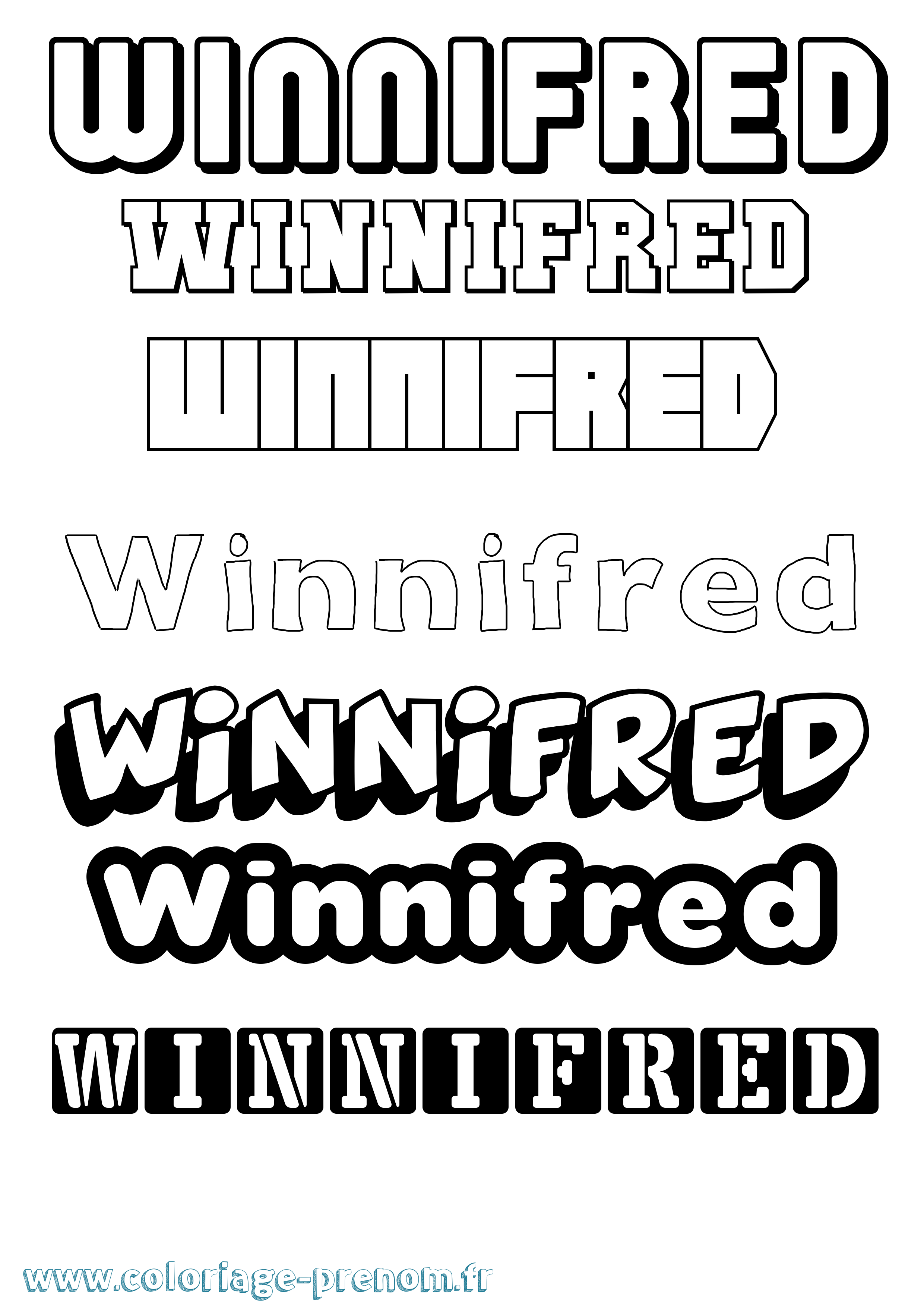 Coloriage Winnifred Simple Coloriage prénom Winnifred Simple