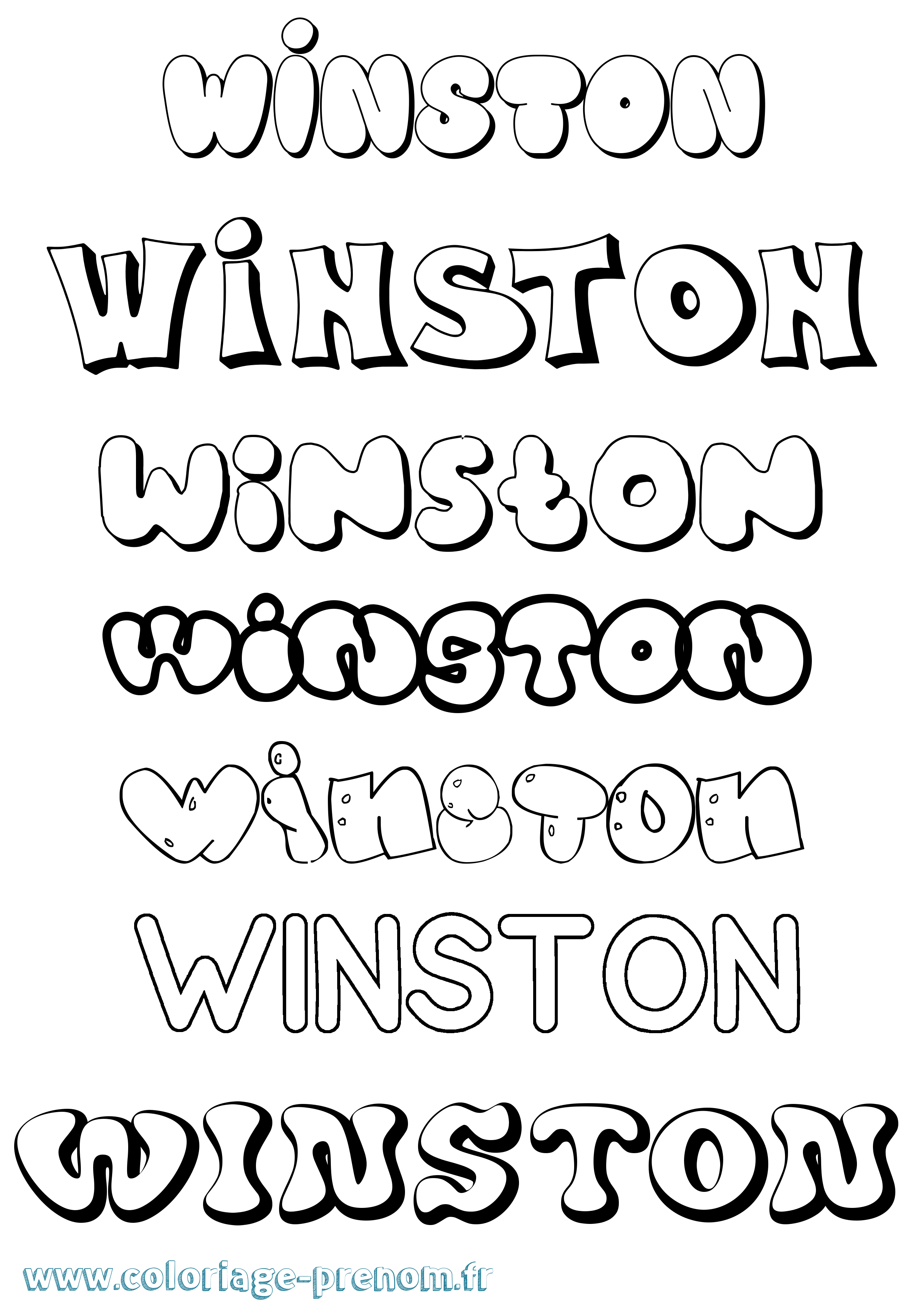 Coloriage Winston Bubble Coloriage prénom Winston Bubble