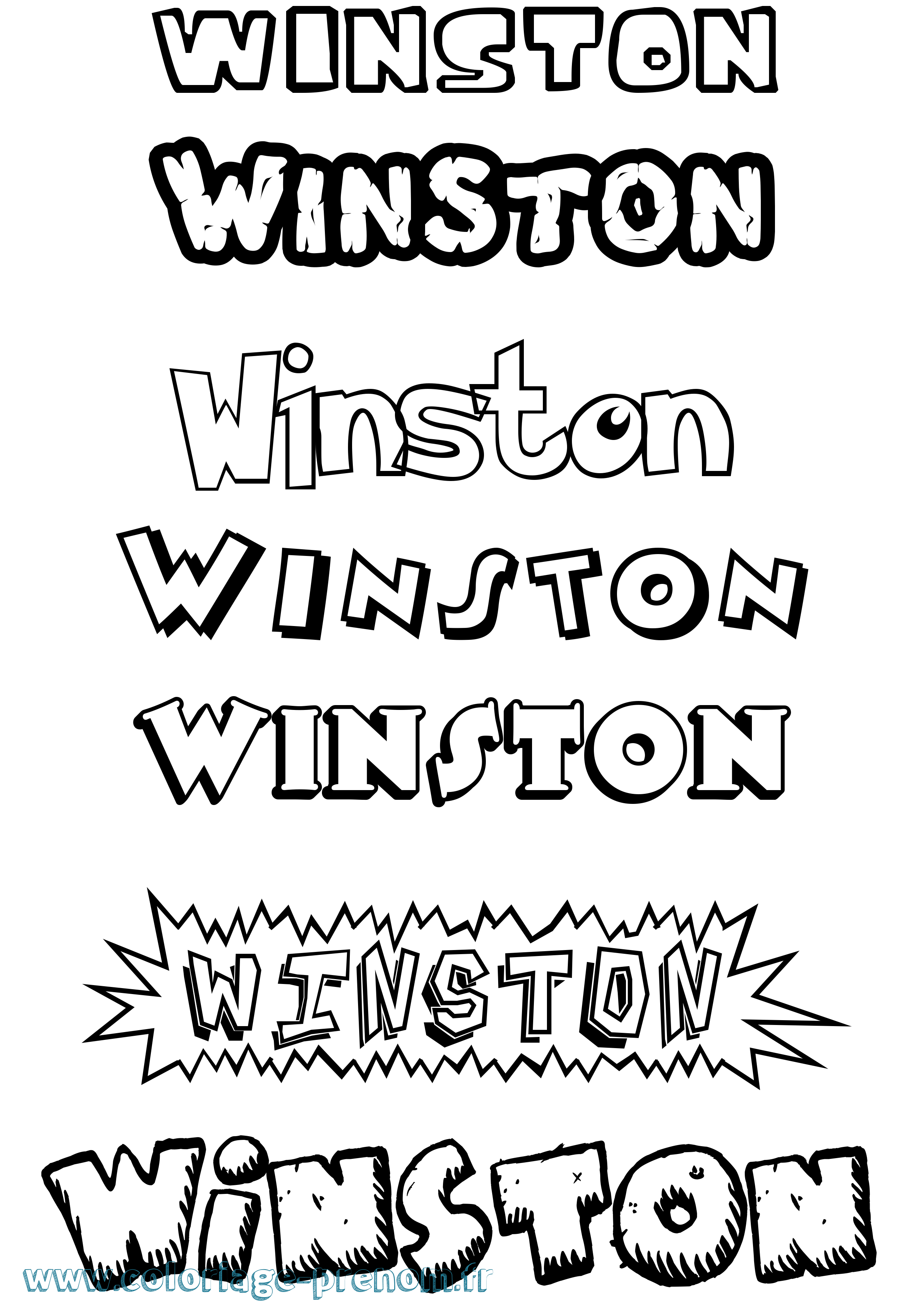 Coloriage Winston Dessin Animé Coloriage prénom Winston Dessin Animé