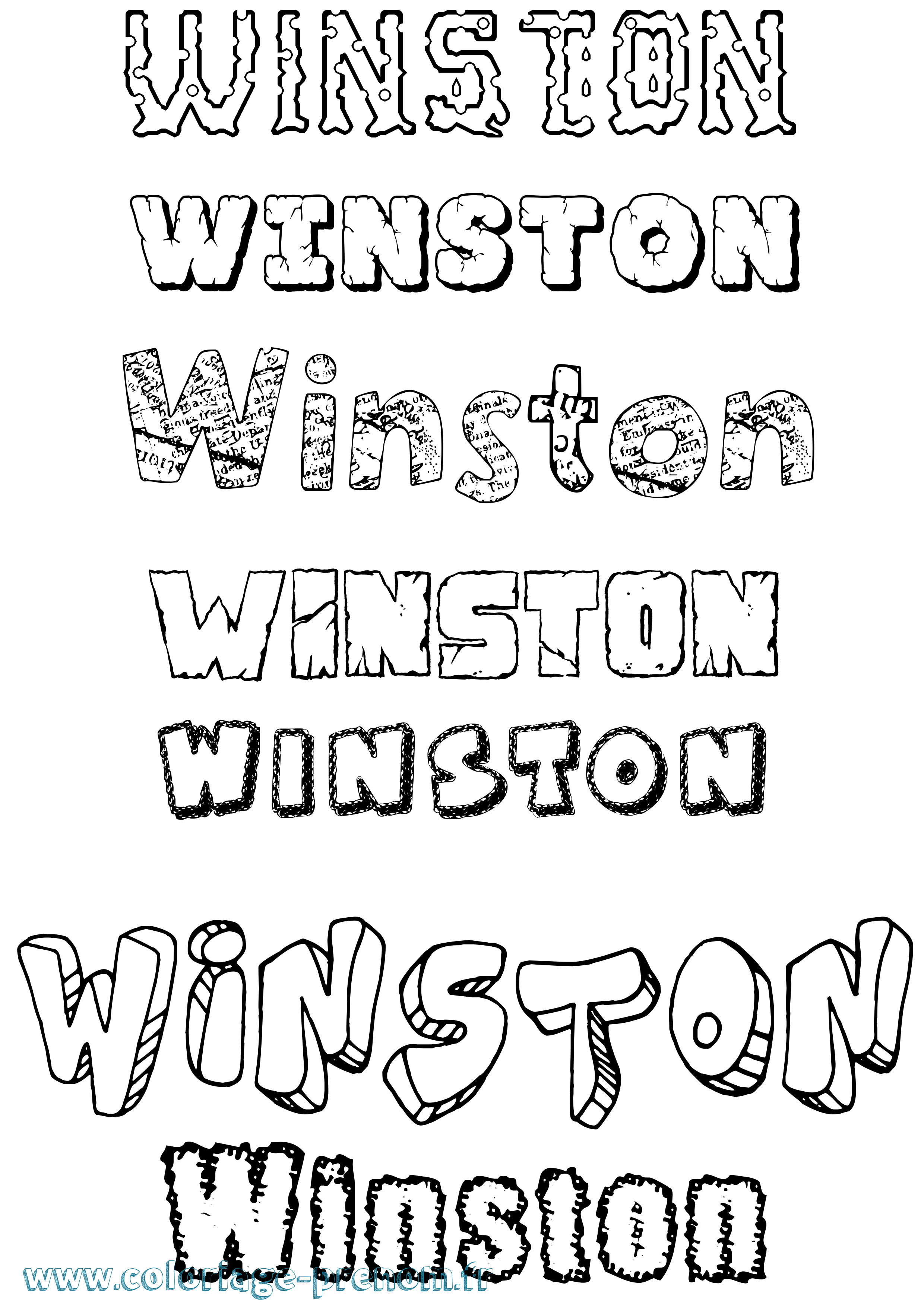 Coloriage Winston Destructuré Coloriage prénom Winston Destructuré